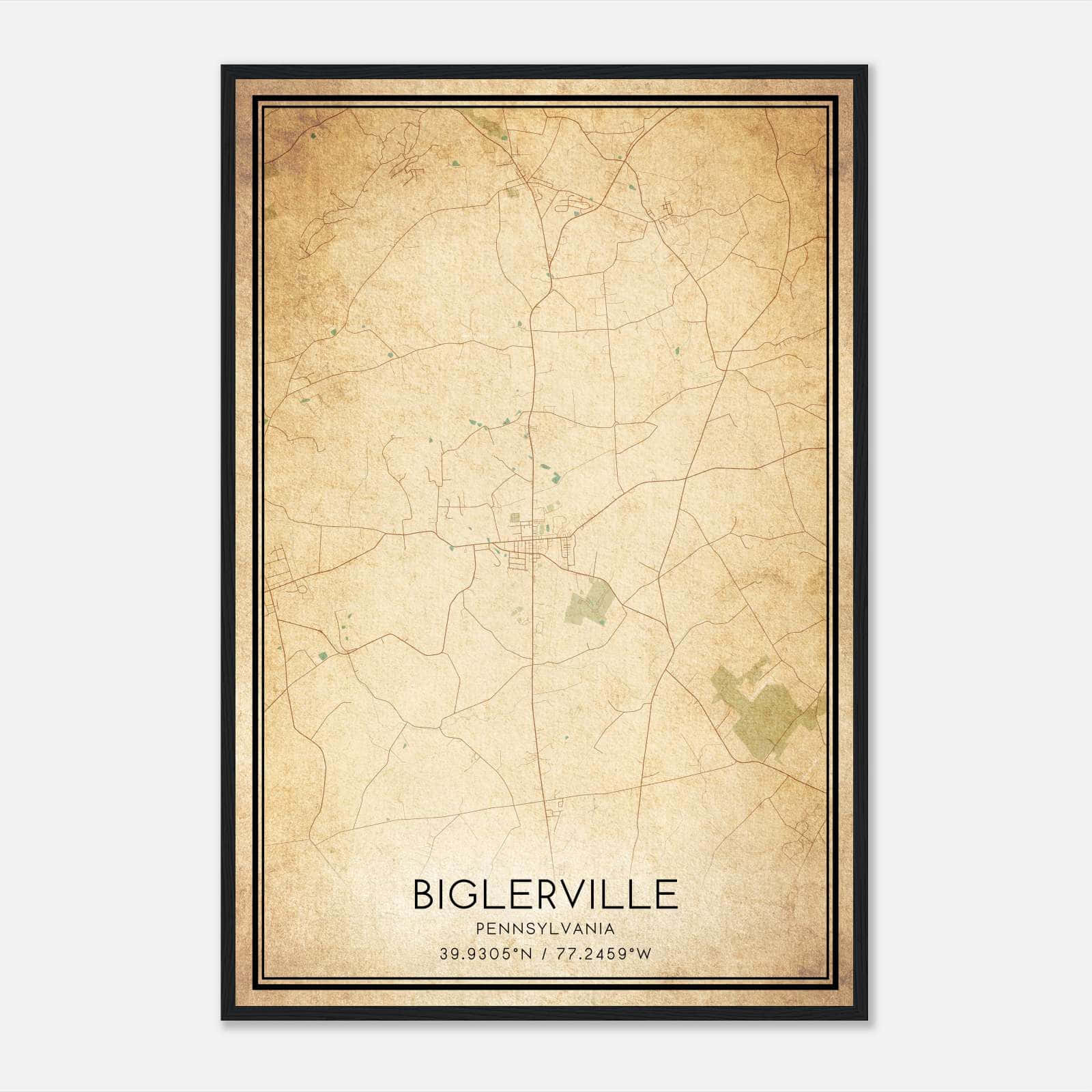Vintage Biglerville Pennsylvania Map Poster, Biglerville PA City Road Wall Art Print Vintage Biglerville Pennsylvania Map Poster, Biglerville PA City Road Wall Art Print