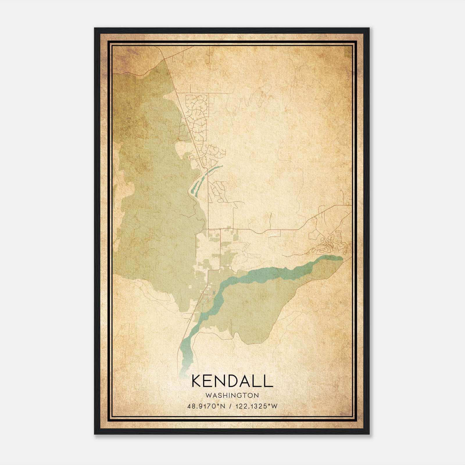 Vintage Kendall Washington Map Poster, Kendall WA City Road Wall Art Print Vintage Kendall Washington Map Poster, Kendall WA City Road Wall Art Print
