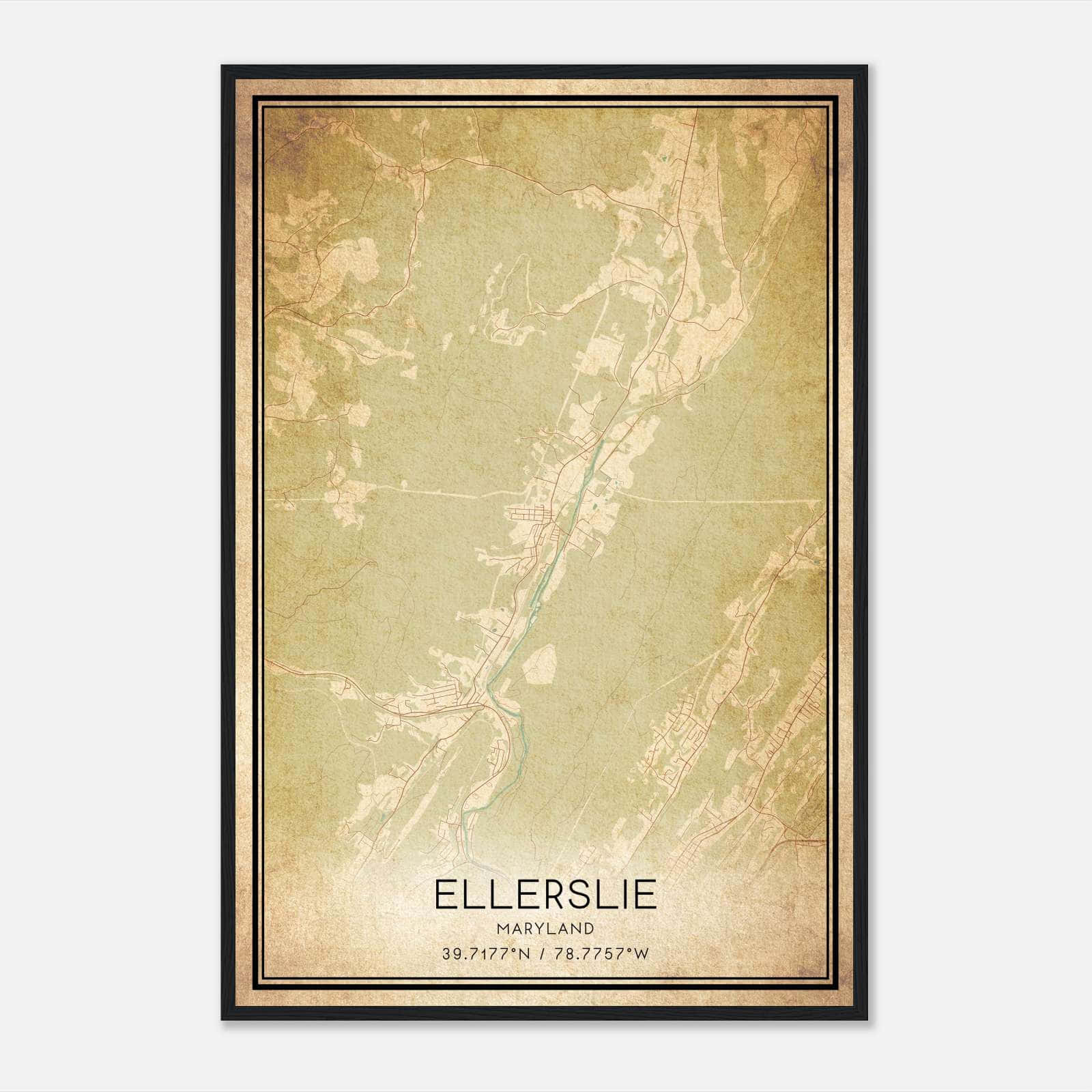 Vintage Ellerslie Maryland Map Poster, Ellerslie MD City Road Wall Art Print Vintage Ellerslie Maryland Map Poster, Ellerslie MD City Road Wall Art Print