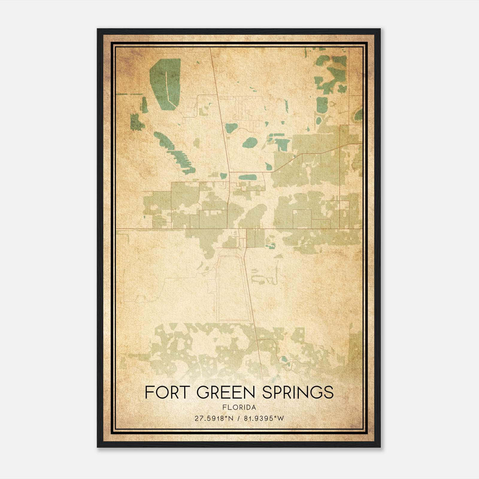 Vintage Fort Green Springs Florida Map Poster, Fort Green Springs FL City Road Wall Art Print Vintage Fort Green Springs Florida Map Poster, Fort Green Springs FL City Road Wall Art Print
