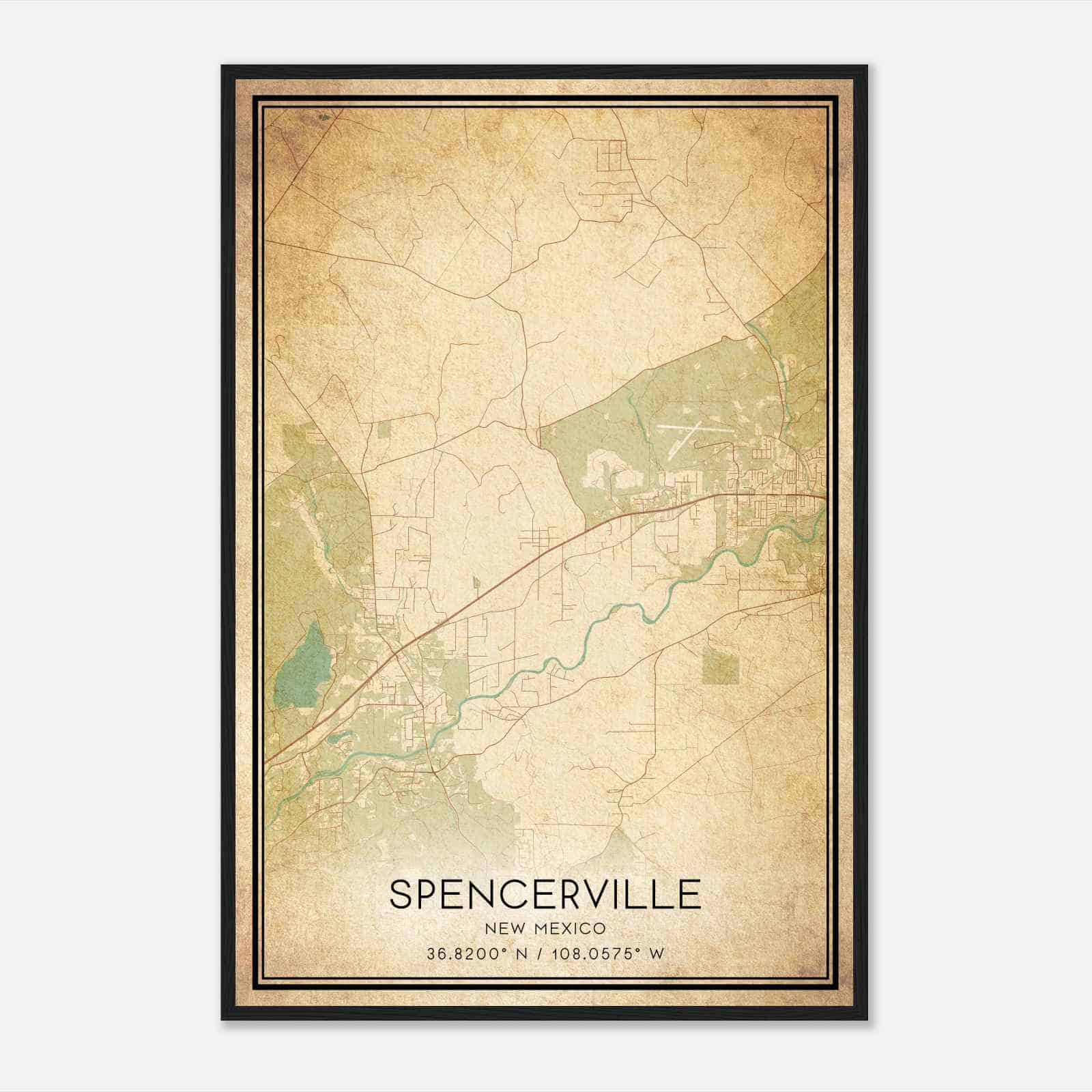 Vintage Spencerville New Mexico Map Poster, Spencerville NM City Road Wall Art Print Vintage Spencerville New Mexico Map Poster, Spencerville NM City Road Wall Art Print