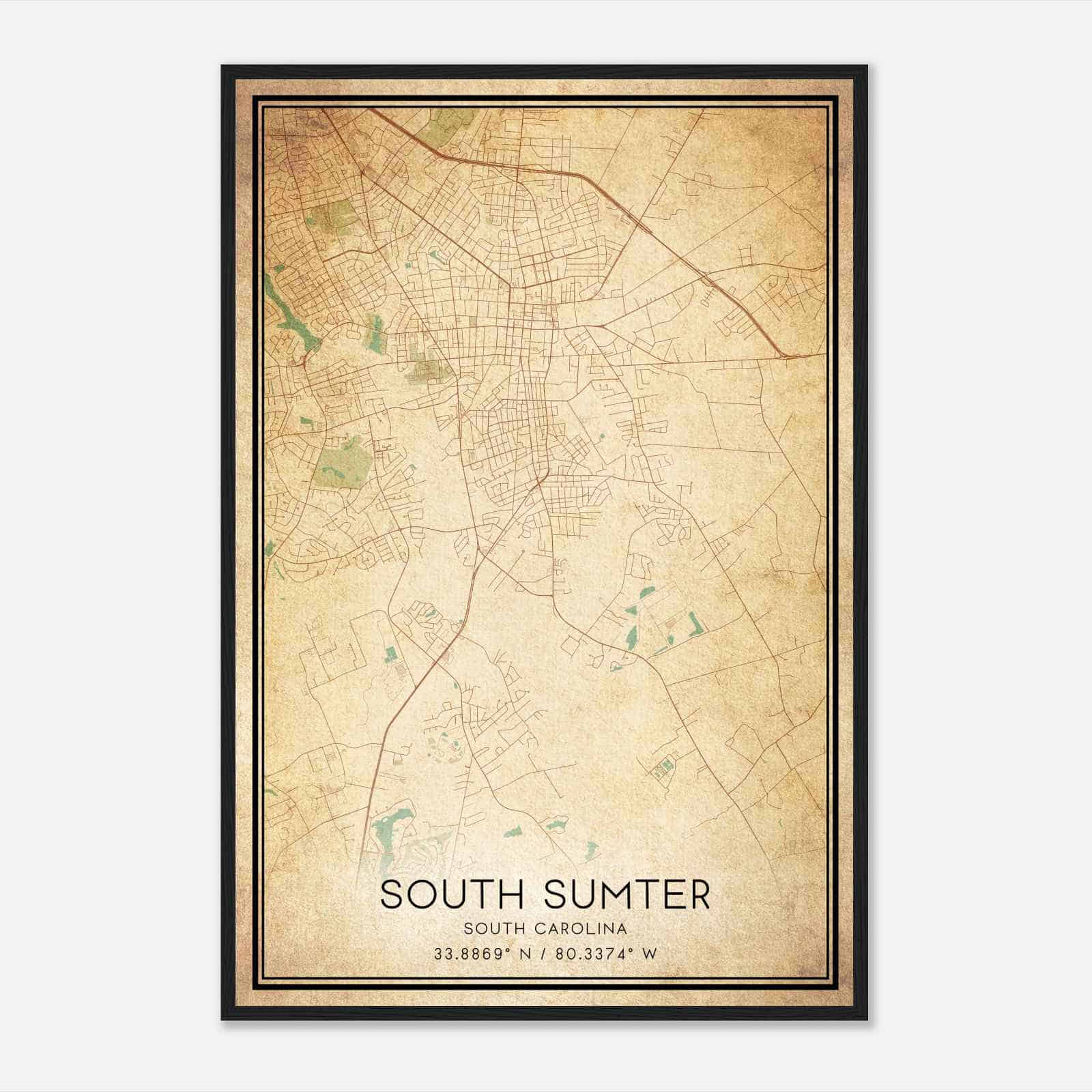 Vintage South Sumter South Carolina Map Poster, South Sumter SC City Road Wall Art Print Vintage South Sumter South Carolina Map Poster, South Sumter SC City Road Wall Art Print