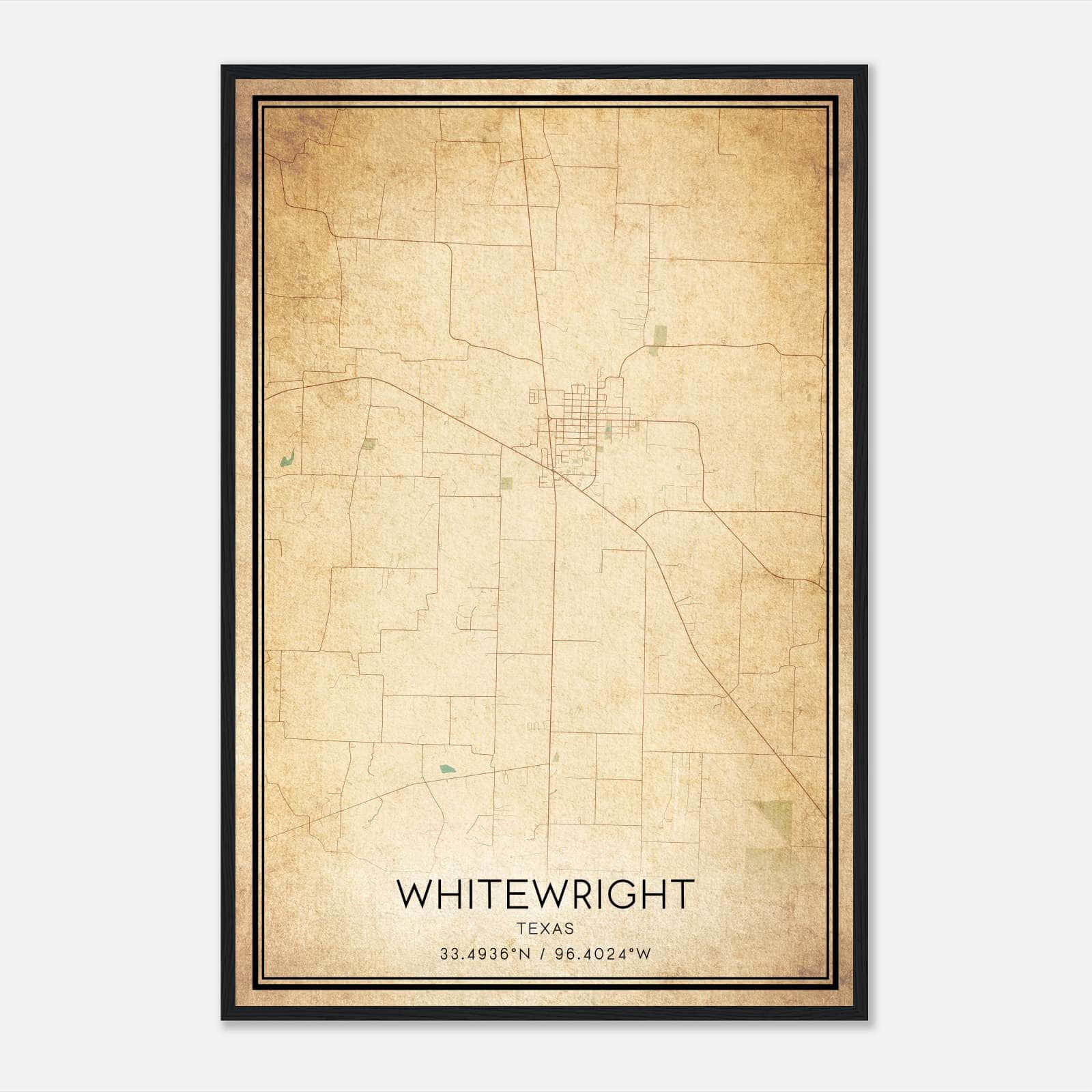 Vintage Whitewright Texas Map Poster, Whitewright TX City Road Wall Art Print Vintage Whitewright Texas Map Poster, Whitewright TX City Road Wall Art Print