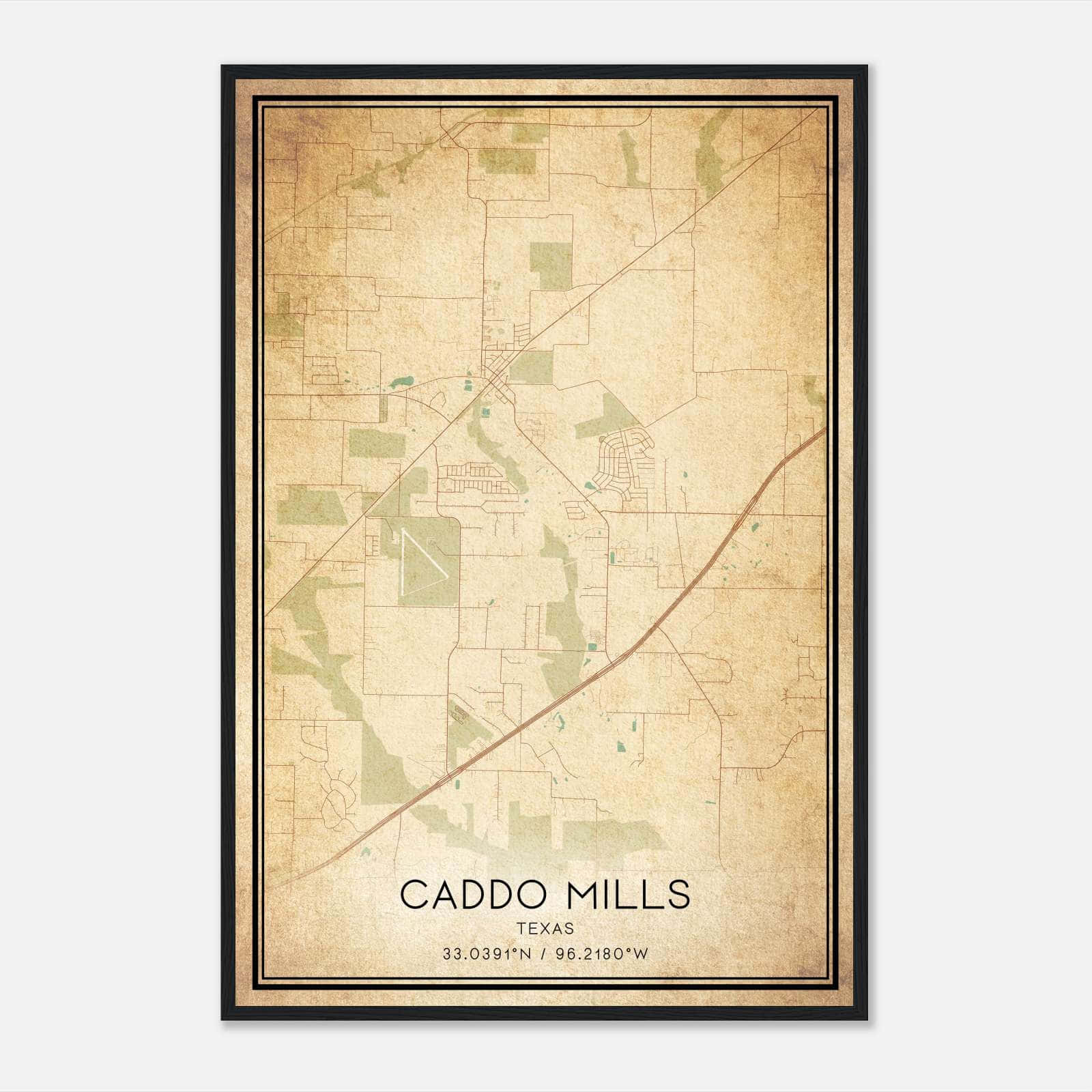 Vintage Caddo Mills Texas Map Poster, Caddo Mills TX City Road Wall Art Print Vintage Caddo Mills Texas Map Poster, Caddo Mills TX City Road Wall Art Print