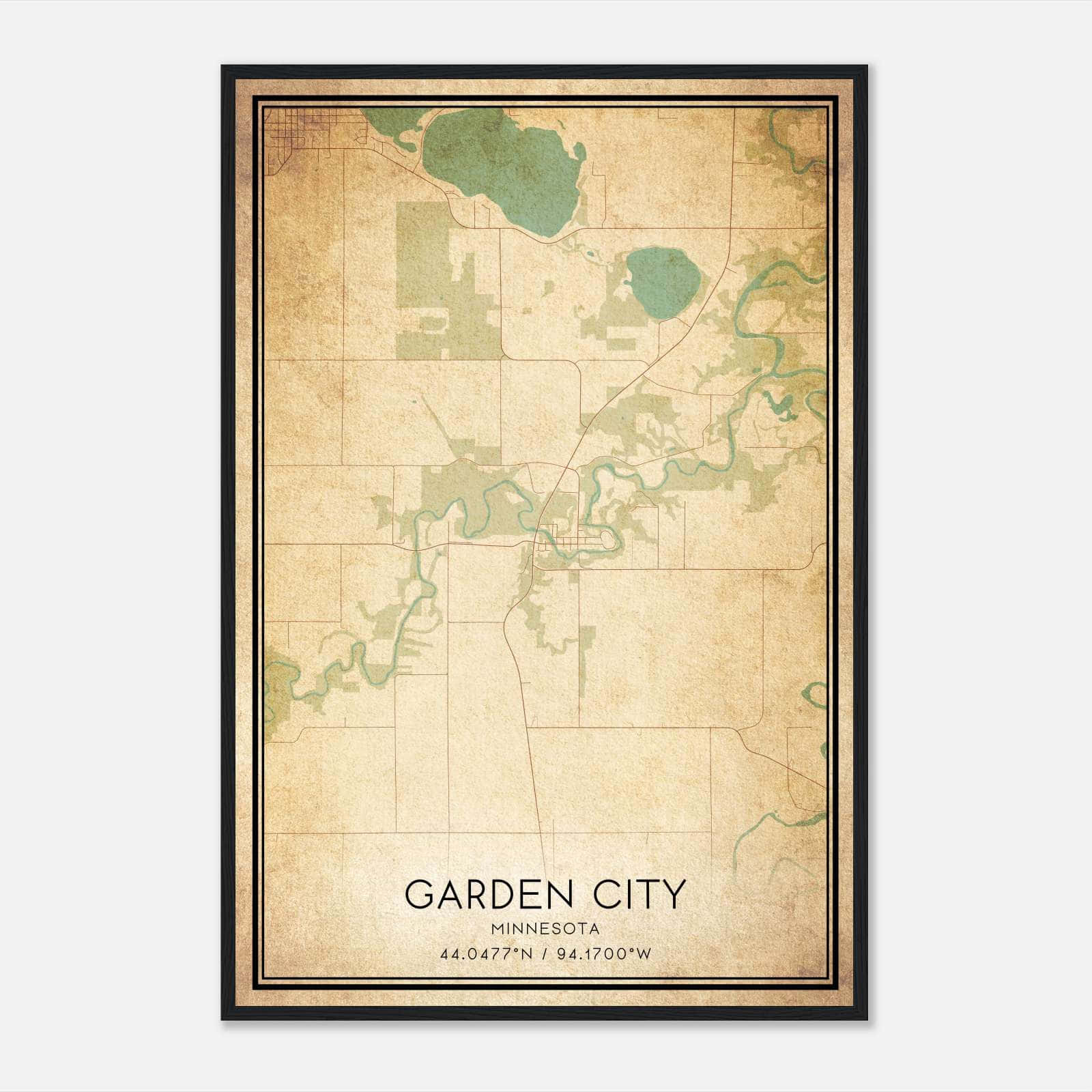 Vintage Garden City Minnesota Map Poster, Garden City MN City Road Wall Art Print Vintage Garden City Minnesota Map Poster, Garden City MN City Road Wall Art Print