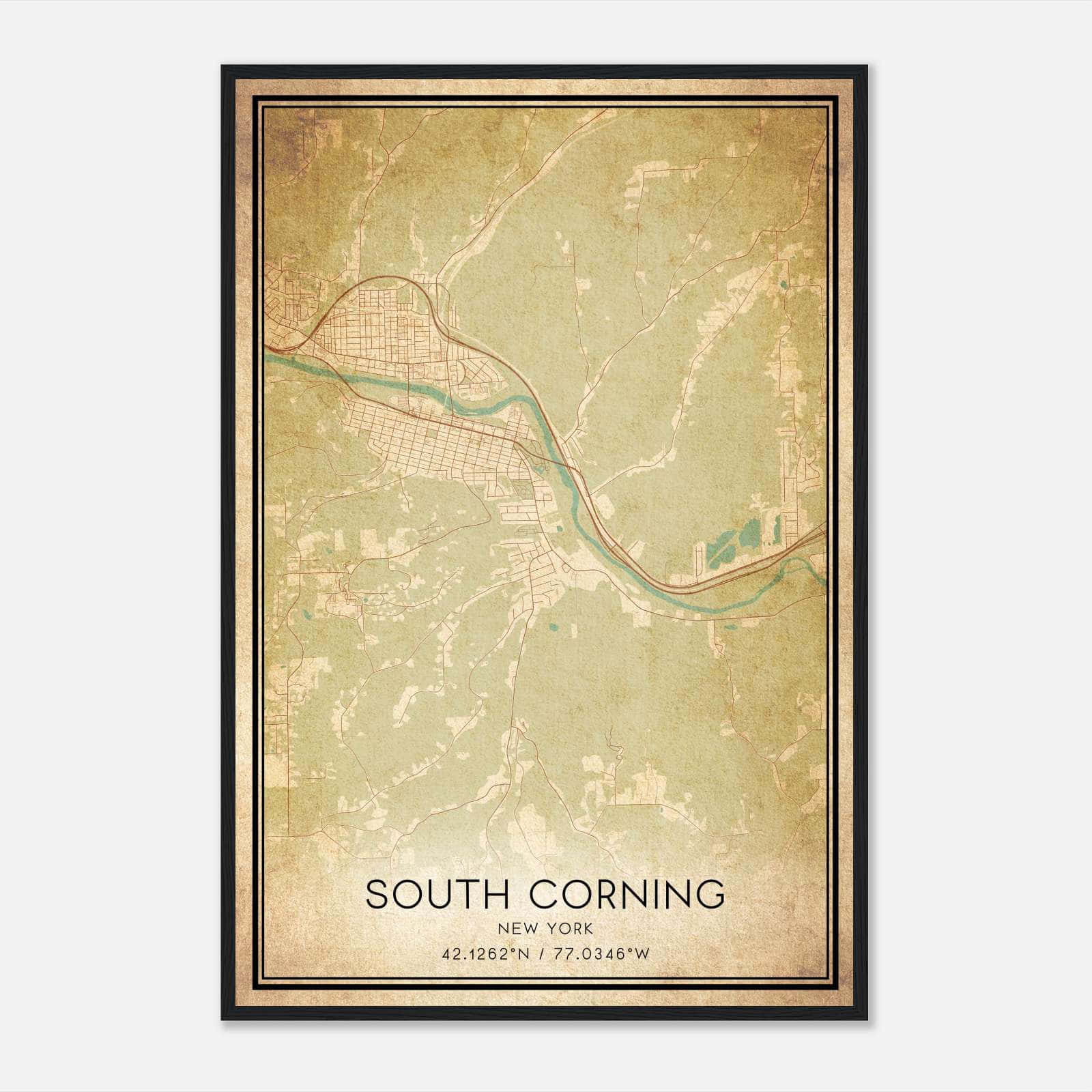 Vintage South Corning New York Map Poster, South Corning NY City Road Wall Art Print Vintage South Corning New York Map Poster, South Corning NY City Road Wall Art Print