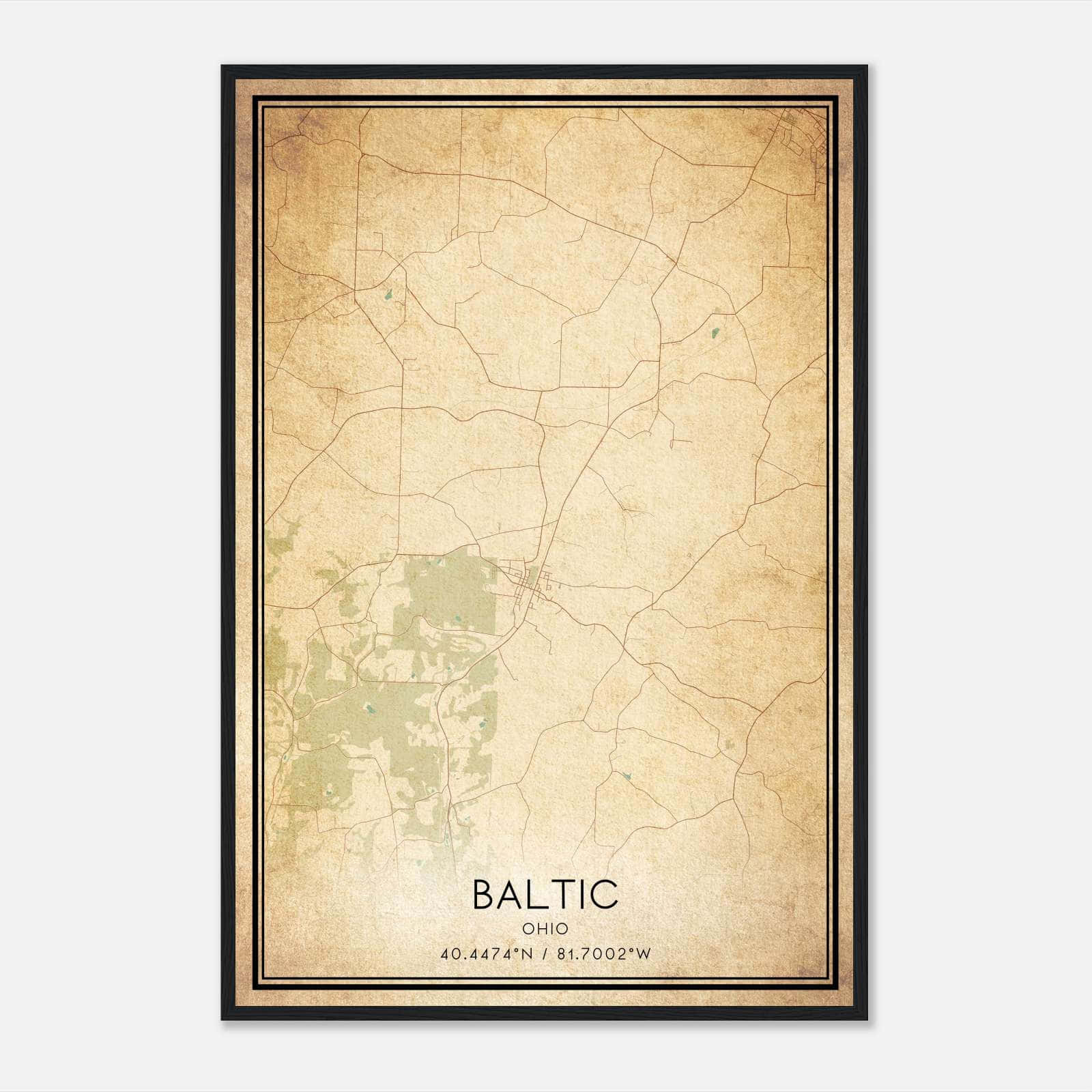 Vintage Baltic Ohio Map Poster, Baltic OH City Road Wall Art Print Vintage Baltic Ohio Map Poster, Baltic OH City Road Wall Art Print
