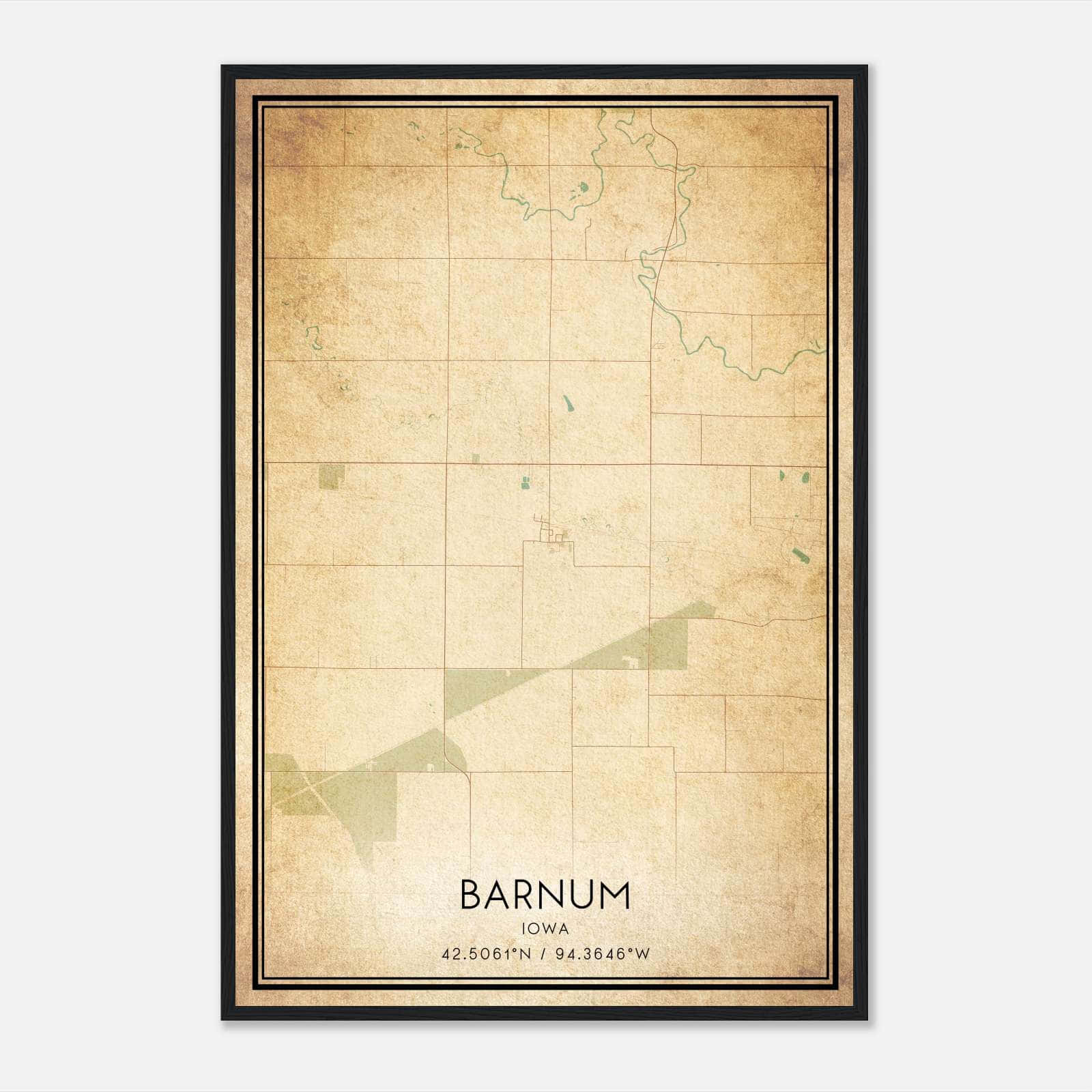 Vintage Barnum Iowa Map Poster, Barnum IA City Road Wall Art Print Vintage Barnum Iowa Map Poster, Barnum IA City Road Wall Art Print