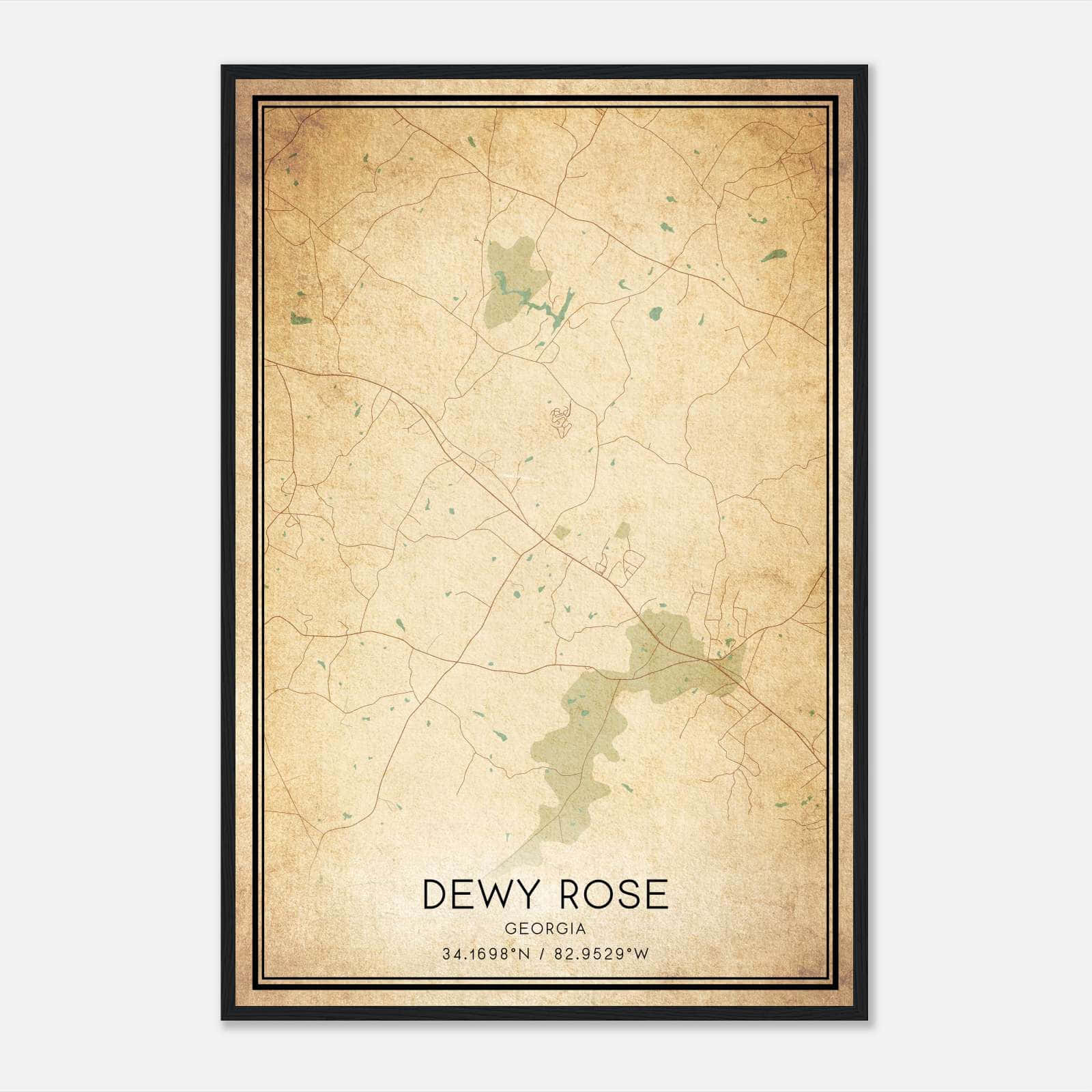 Vintage Dewy Rose Georgia Map Poster, Dewy Rose GA City Road Wall Art Print Vintage Dewy Rose Georgia Map Poster, Dewy Rose GA City Road Wall Art Print