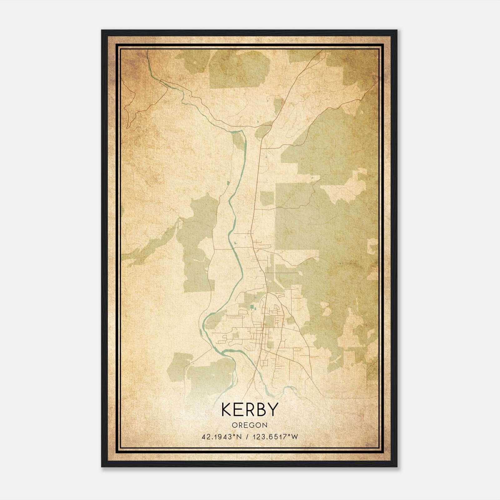 Vintage Kerby Oregon Map Poster, Kerby OR City Road Wall Art Print Vintage Kerby Oregon Map Poster, Kerby OR City Road Wall Art Print