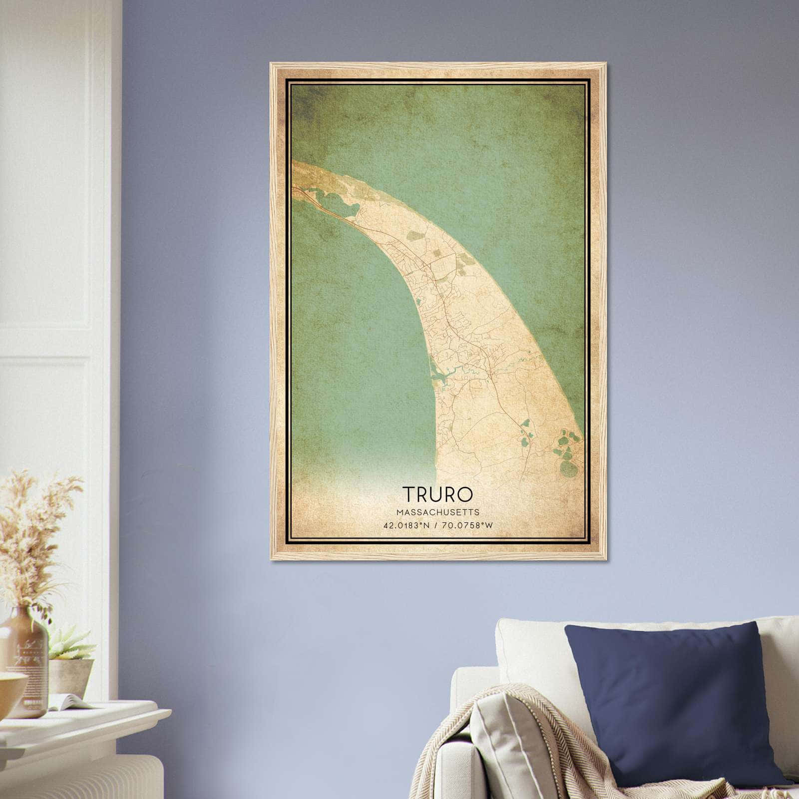 Vintage Truro Massachusetts Map Poster, Truro MA City Road Wall Art Print