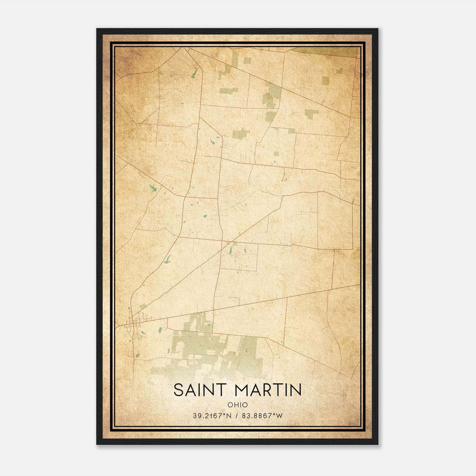 Vintage Saint Martin Ohio Map Poster, Saint Martin OH City Road Wall Art Print Vintage Saint Martin Ohio Map Poster, Saint Martin OH City Road Wall Art Print