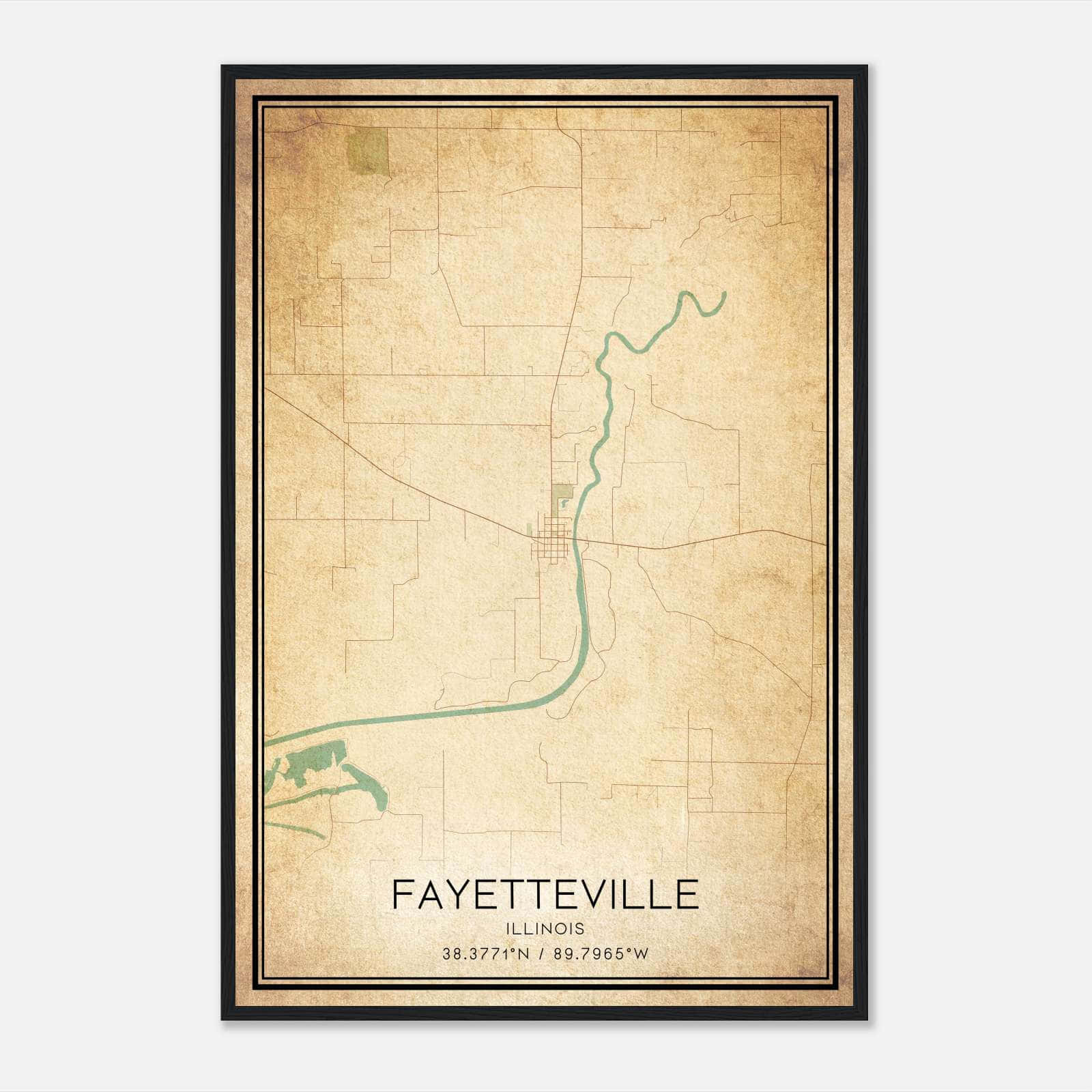 Vintage Fayetteville Illinois Map Poster, Fayetteville IL City Road Wall Art Print Vintage Fayetteville Illinois Map Poster, Fayetteville IL City Road Wall Art Print