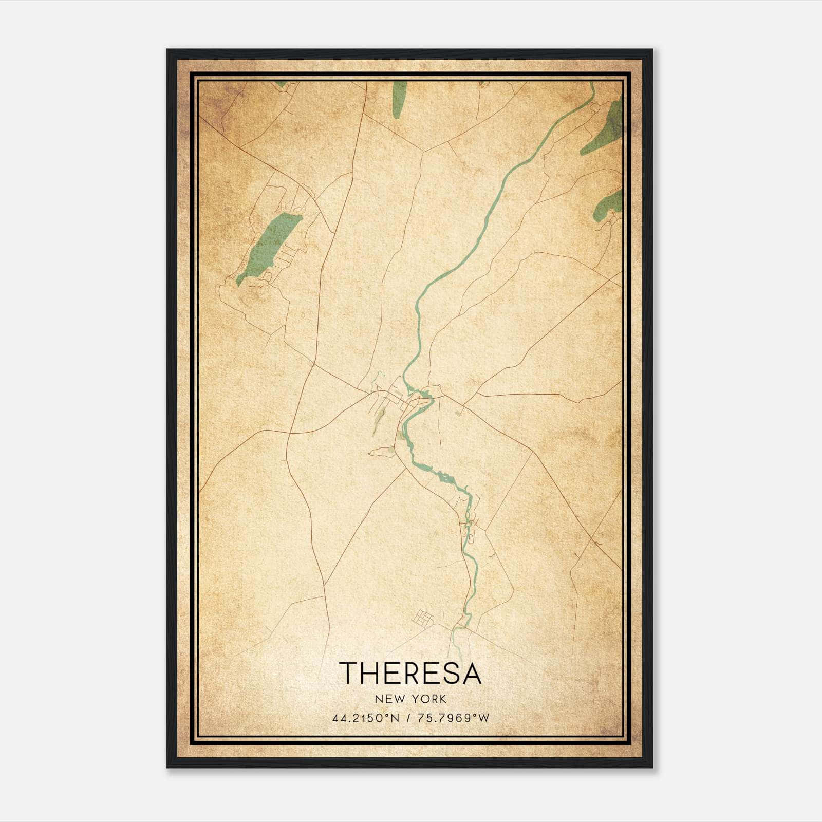 Vintage Theresa New York Map Poster, Theresa NY City Road Wall Art Print Vintage Theresa New York Map Poster, Theresa NY City Road Wall Art Print