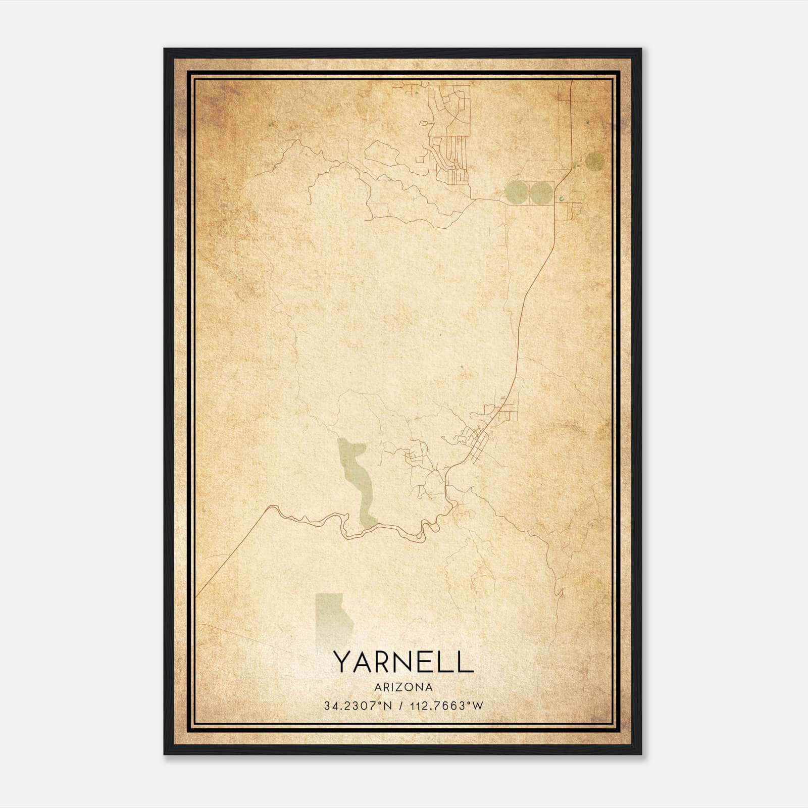 Vintage Yarnell Arizona Map Poster, Yarnell AZ City Road Wall Art Print Vintage Yarnell Arizona Map Poster, Yarnell AZ City Road Wall Art Print