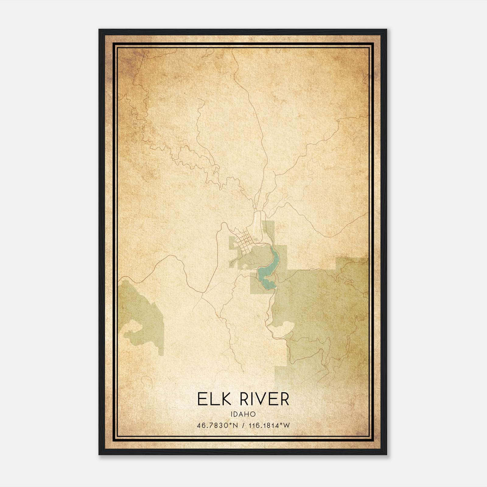 Vintage Elk River Idaho Map Poster, Elk River ID City Road Wall Art Print Vintage Elk River Idaho Map Poster, Elk River ID City Road Wall Art Print