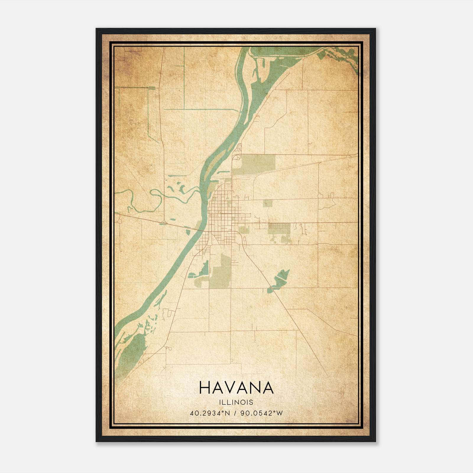 Vintage Havana Illinois Map Poster, Havana IL City Road Wall Art Print Vintage Havana Illinois Map Poster, Havana IL City Road Wall Art Print