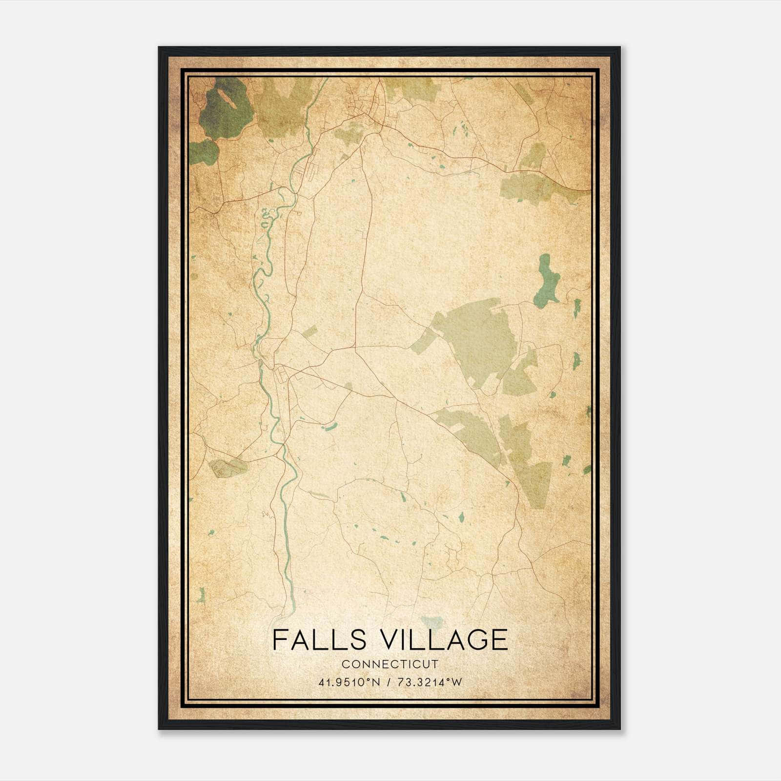 Vintage Falls Village Connecticut Map Poster, Falls Village CT City Road Wall Art Print Vintage Falls Village Connecticut Map Poster, Falls Village CT City Road Wall Art Print