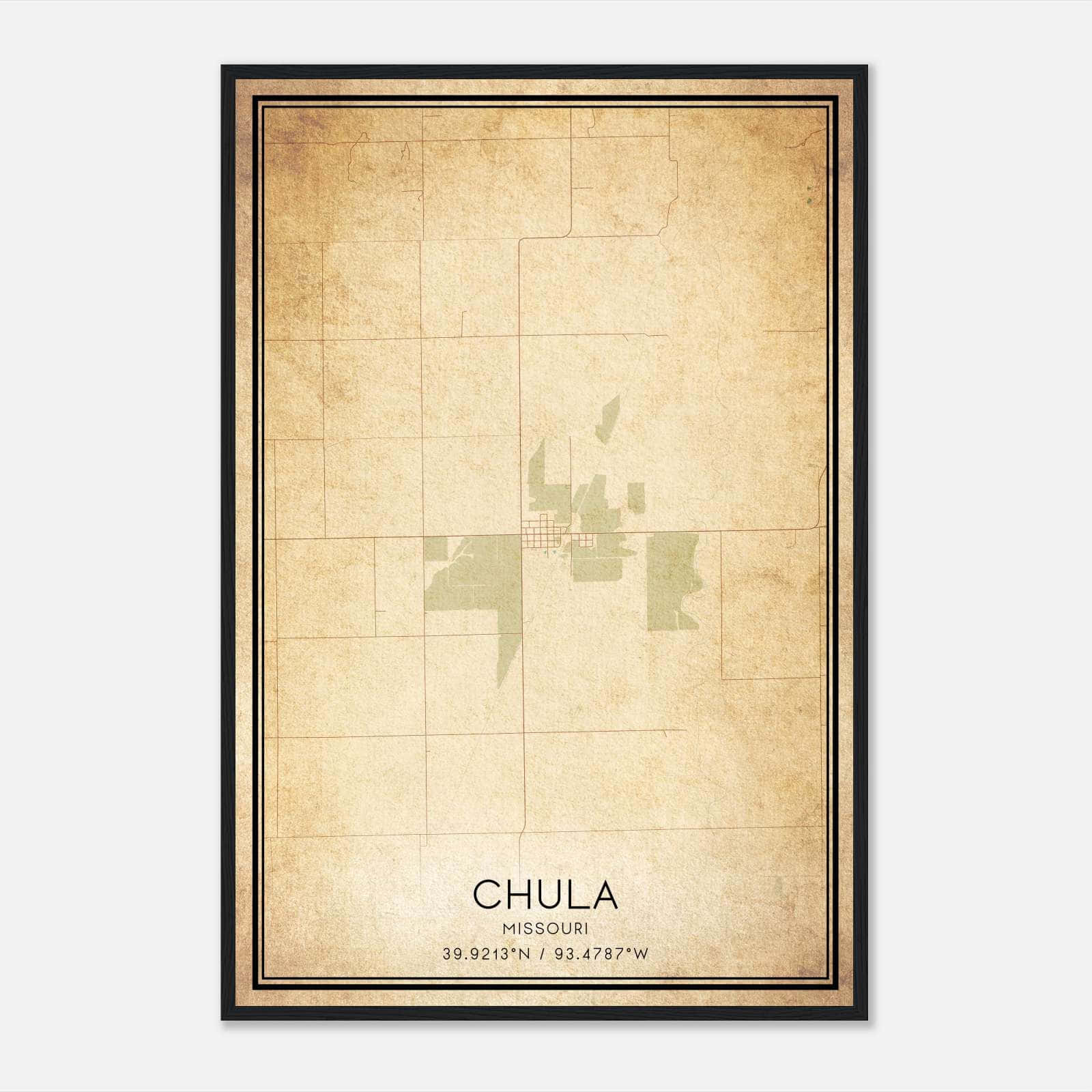 Vintage Chula Missouri Map Poster, Chula MO City Road Wall Art Print Vintage Chula Missouri Map Poster, Chula MO City Road Wall Art Print