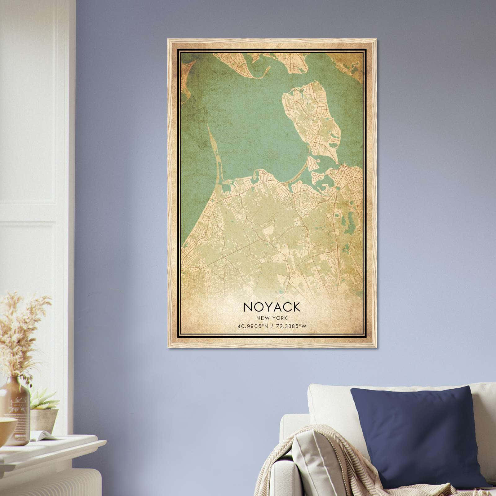 Vintage Noyack New York Map Poster, Noyack NY City Road Wall Art Print