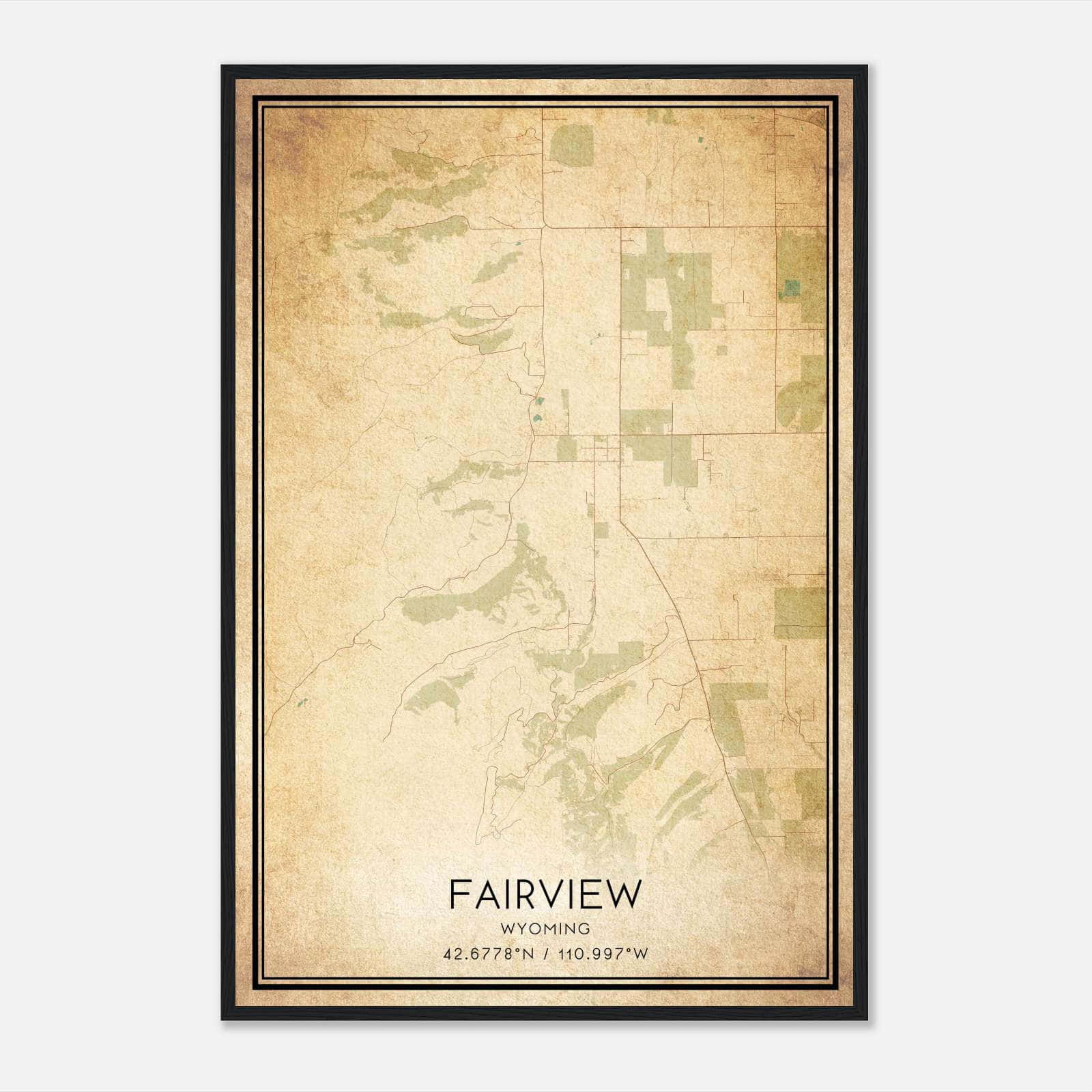 Vintage Fairview Wyoming Map Poster, Fairview WY City Road Wall Art Print Vintage Fairview Wyoming Map Poster, Fairview WY City Road Wall Art Print