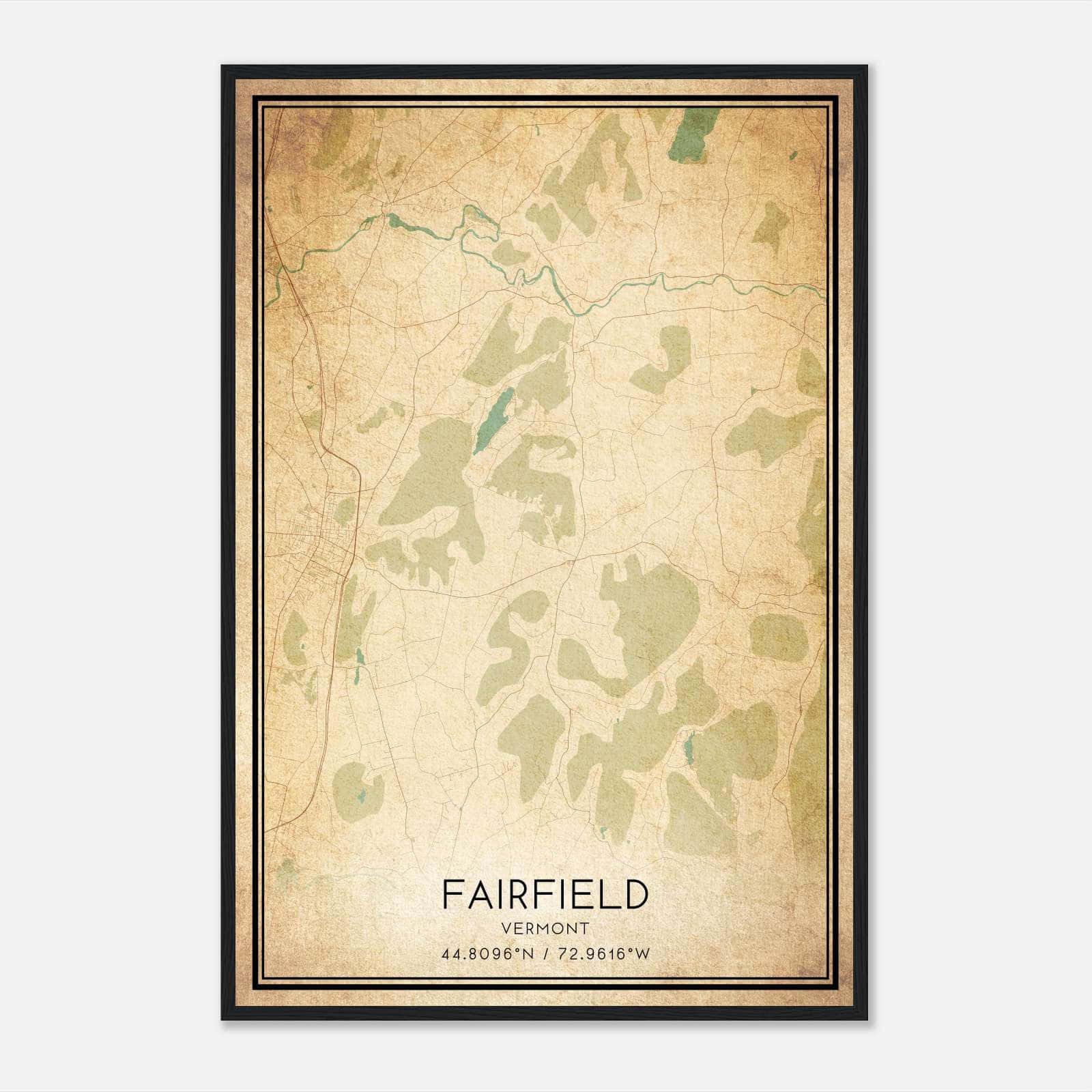 Vintage Fairfield Vermont Map Poster, Fairfield VT City Road Wall Art Print Vintage Fairfield Vermont Map Poster, Fairfield VT City Road Wall Art Print