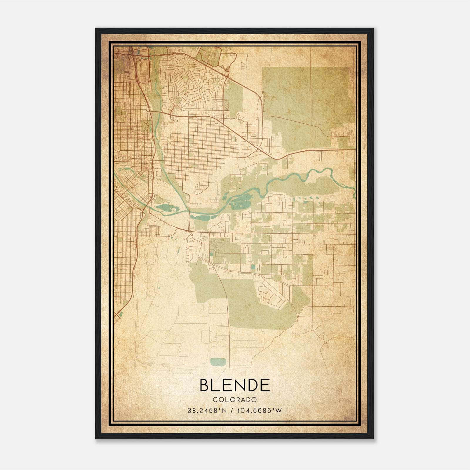 Vintage Blende Colorado Map Poster, Blende CO City Road Wall Art Print Vintage Blende Colorado Map Poster, Blende CO City Road Wall Art Print