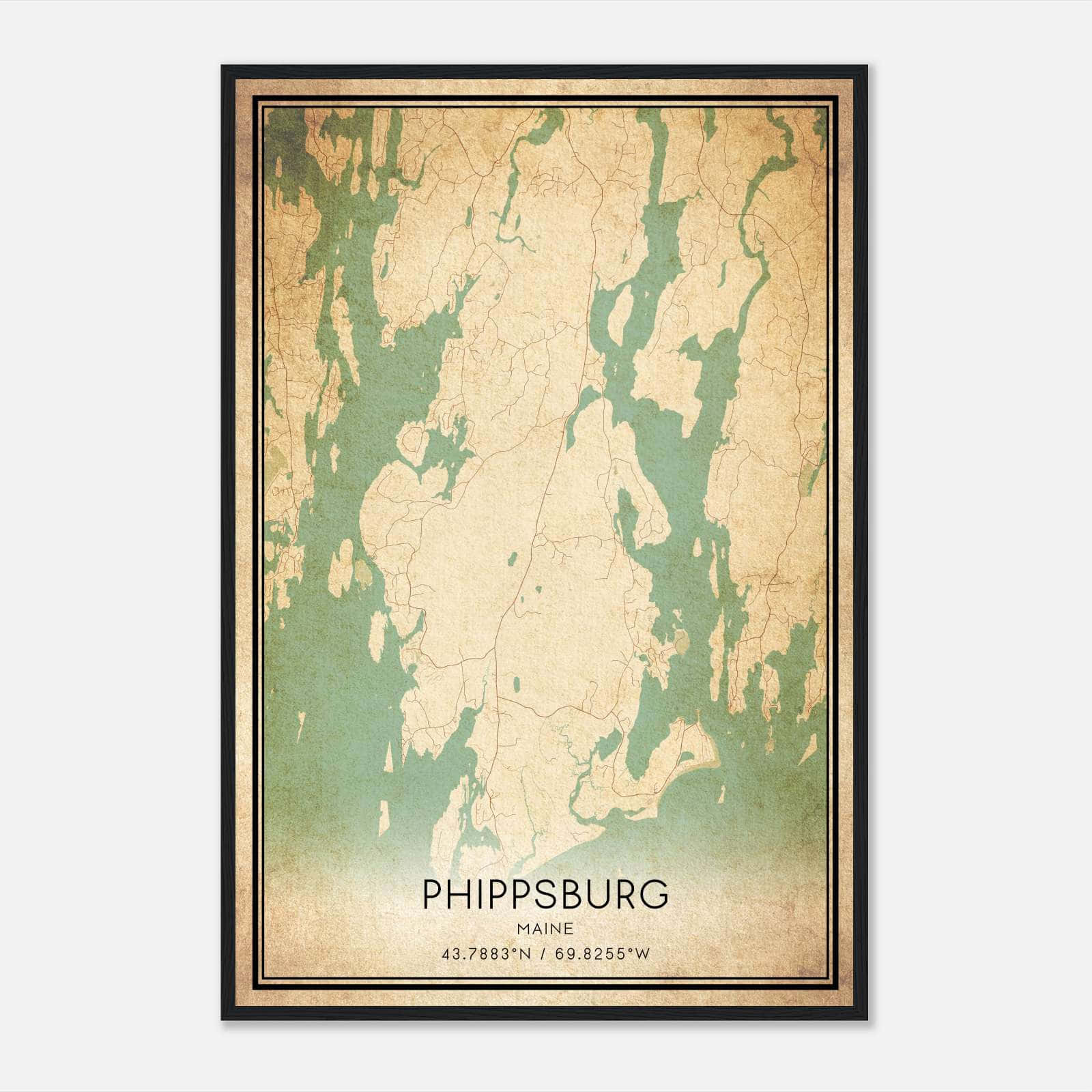 Vintage Phippsburg Maine Map Poster, Phippsburg ME City Road Wall Art Print Vintage Phippsburg Maine Map Poster, Phippsburg ME City Road Wall Art Print