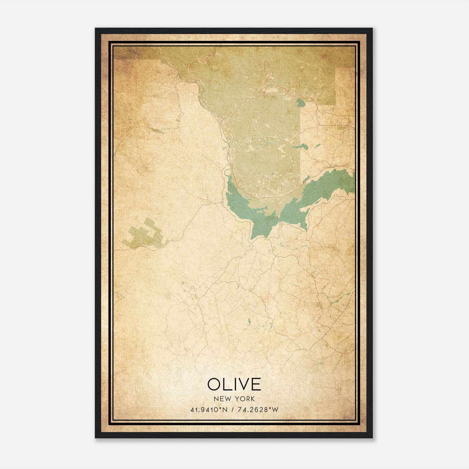 Vintage Olive New York Map Poster, Olive NY City Road Wall Art Print Vintage Olive New York Map Poster, Olive NY City Road Wall Art Print