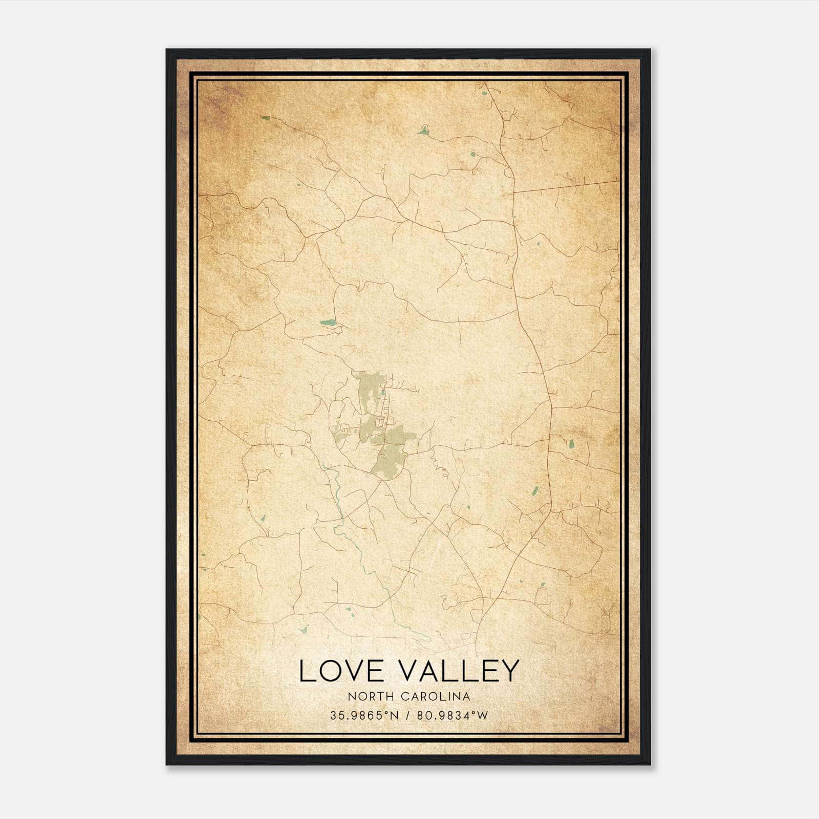 Vintage Love Valley North Carolina Map Poster, Love Valley NC City Road Wall Art Print Vintage Love Valley North Carolina Map Poster, Love Valley NC City Road Wall Art Print