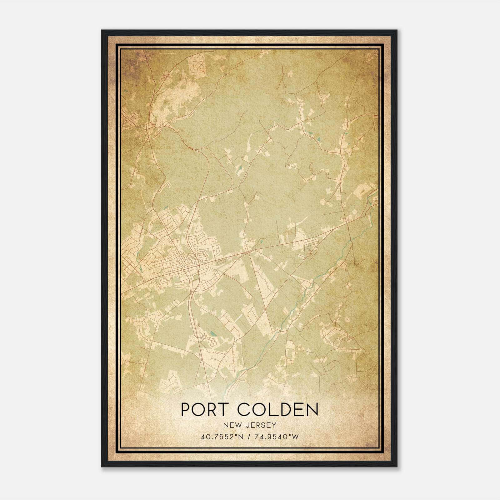 Vintage Port Colden New Jersey Map Poster, Port Colden NJ City Road Wall Art Print Vintage Port Colden New Jersey Map Poster, Port Colden NJ City Road Wall Art Print