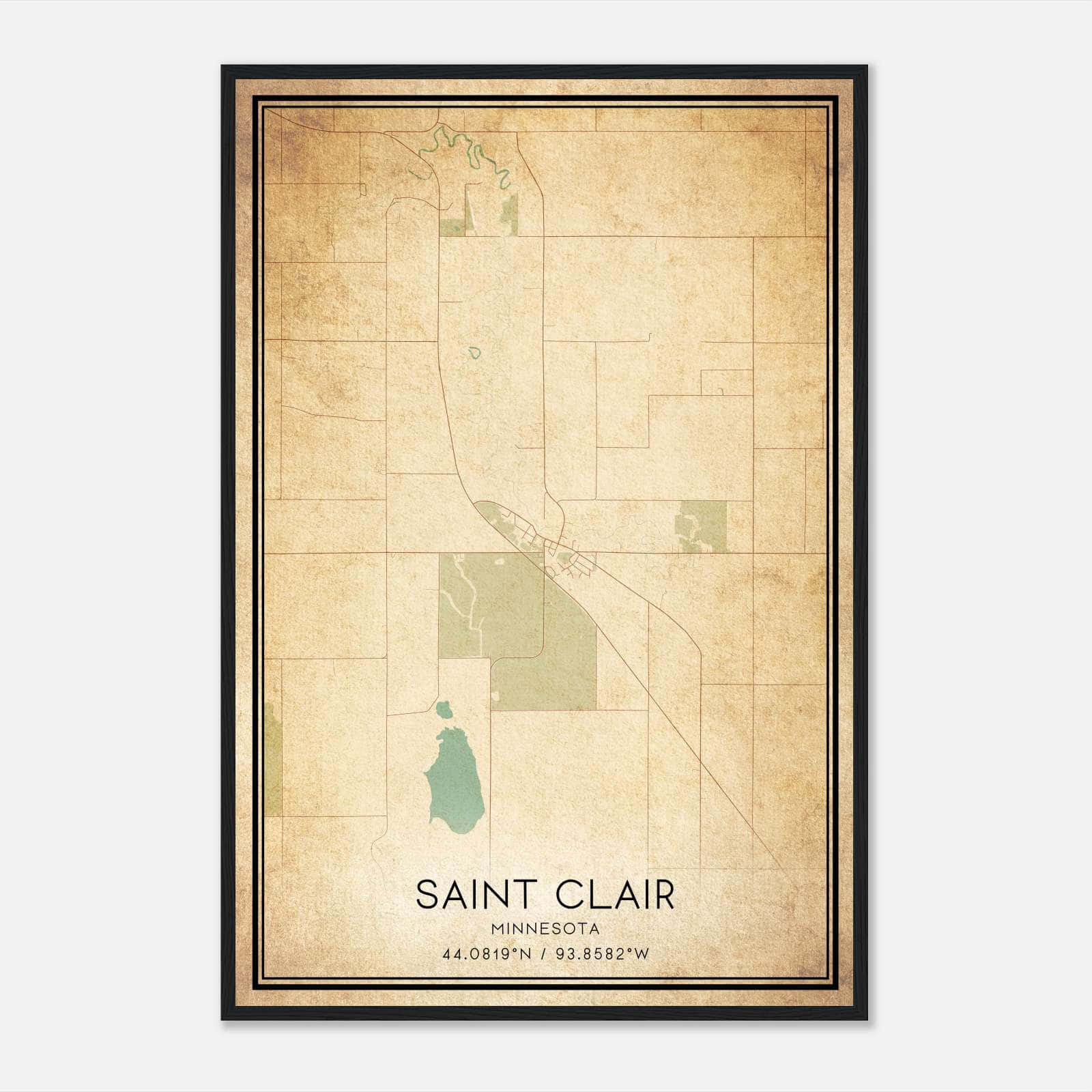 Vintage Saint Clair Minnesota Map Poster, Saint Clair MN City Road Wall Art Print Vintage Saint Clair Minnesota Map Poster, Saint Clair MN City Road Wall Art Print
