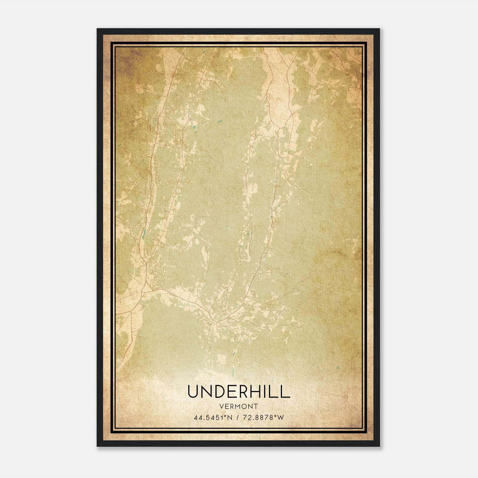 Vintage Underhill Vermont Map Poster, Underhill VT City Road Wall Art Print Vintage Underhill Vermont Map Poster, Underhill VT City Road Wall Art Print