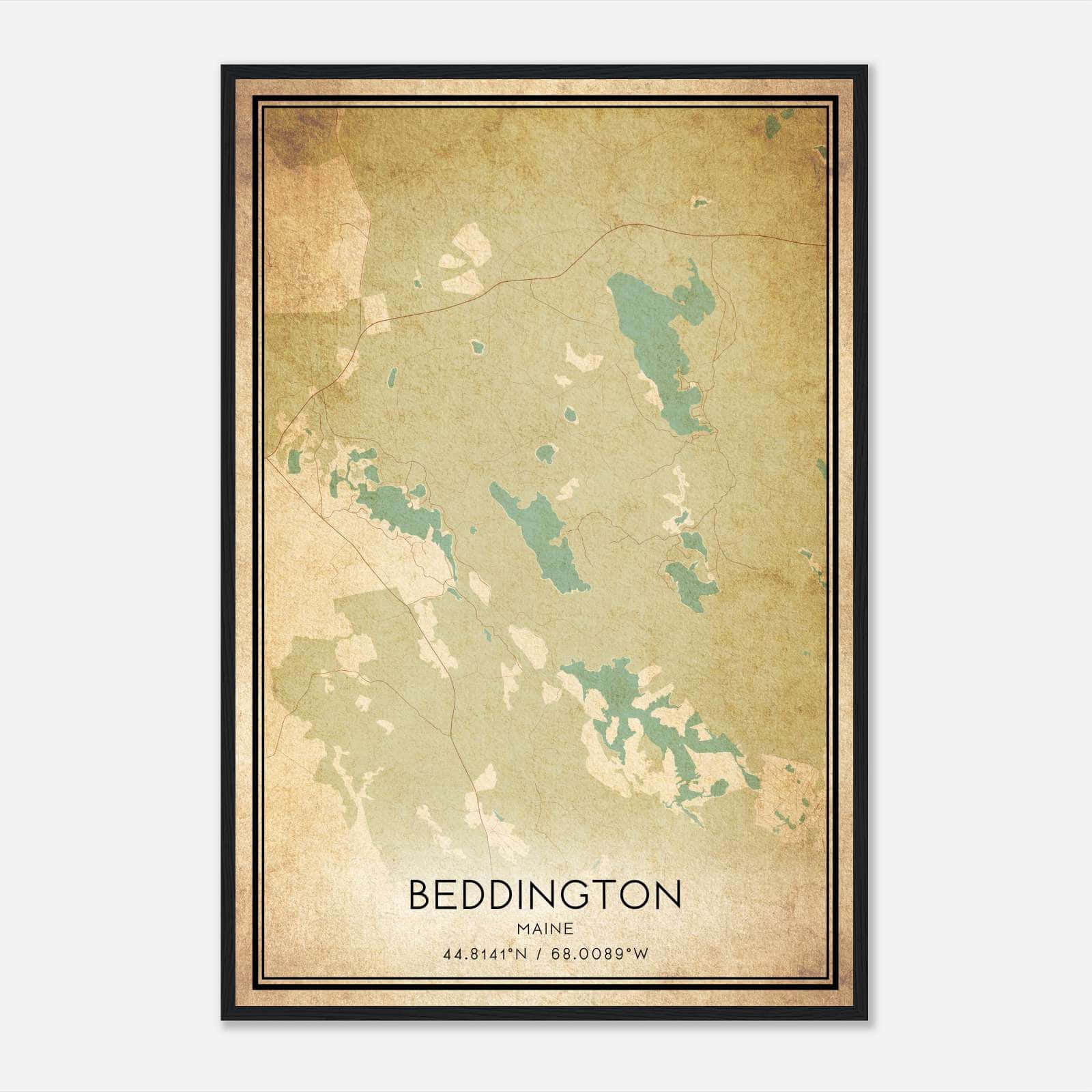 Vintage Beddington Maine Map Poster, Beddington ME City Road Wall Art Print Vintage Beddington Maine Map Poster, Beddington ME City Road Wall Art Print
