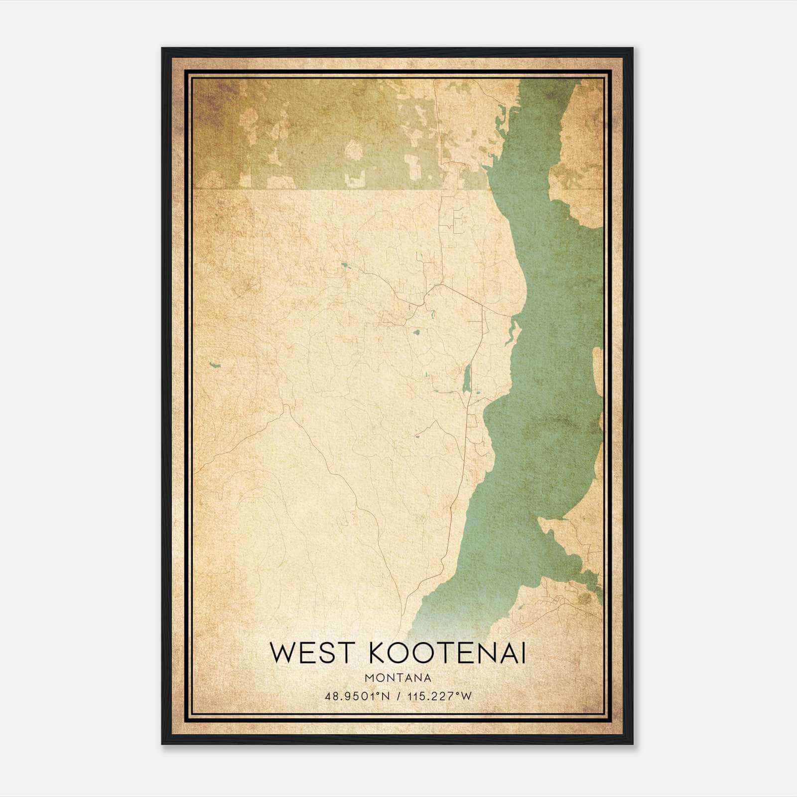 Vintage West Kootenai Montana Map Poster, West Kootenai MT City Road Wall Art Print Vintage West Kootenai Montana Map Poster, West Kootenai MT City Road Wall Art Print