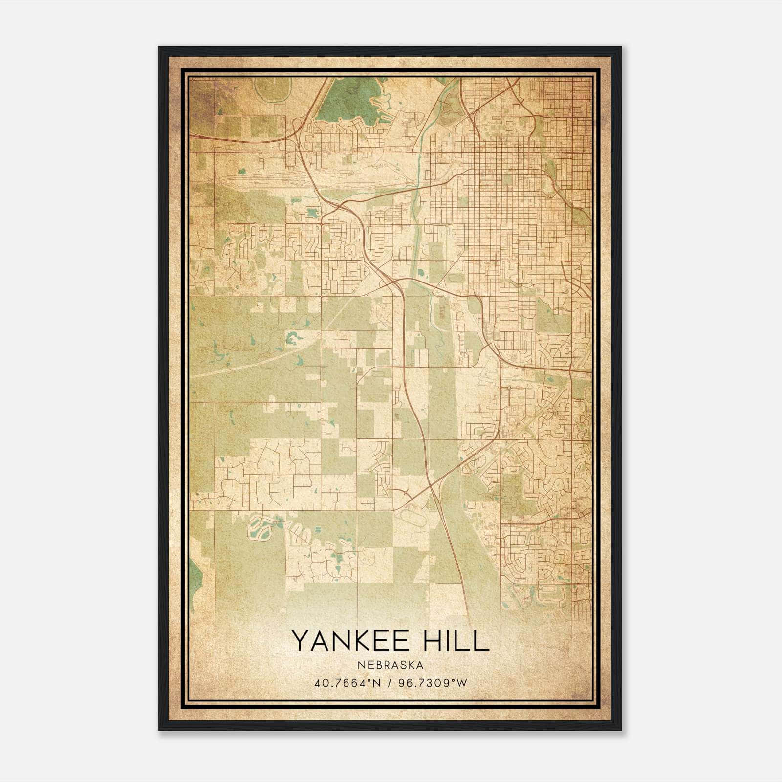 Vintage Yankee Hill Nebraska Map Poster, Yankee Hill NE City Road Wall Art Print Vintage Yankee Hill Nebraska Map Poster, Yankee Hill NE City Road Wall Art Print