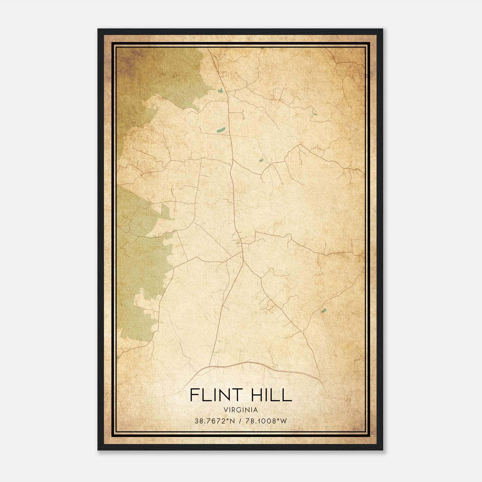 Vintage Flint Hill Virginia Map Poster, Flint Hill VA City Road Wall Art Print Vintage Flint Hill Virginia Map Poster, Flint Hill VA City Road Wall Art Print