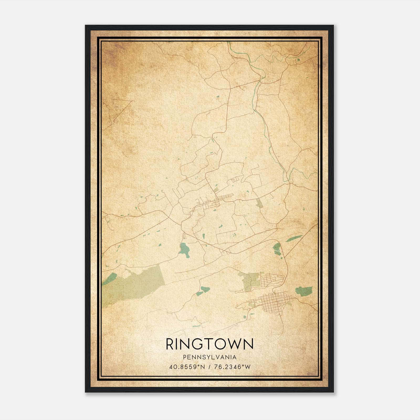 Vintage Ringtown Pennsylvania Map Poster, Ringtown PA City Road Wall Art Print Vintage Ringtown Pennsylvania Map Poster, Ringtown PA City Road Wall Art Print