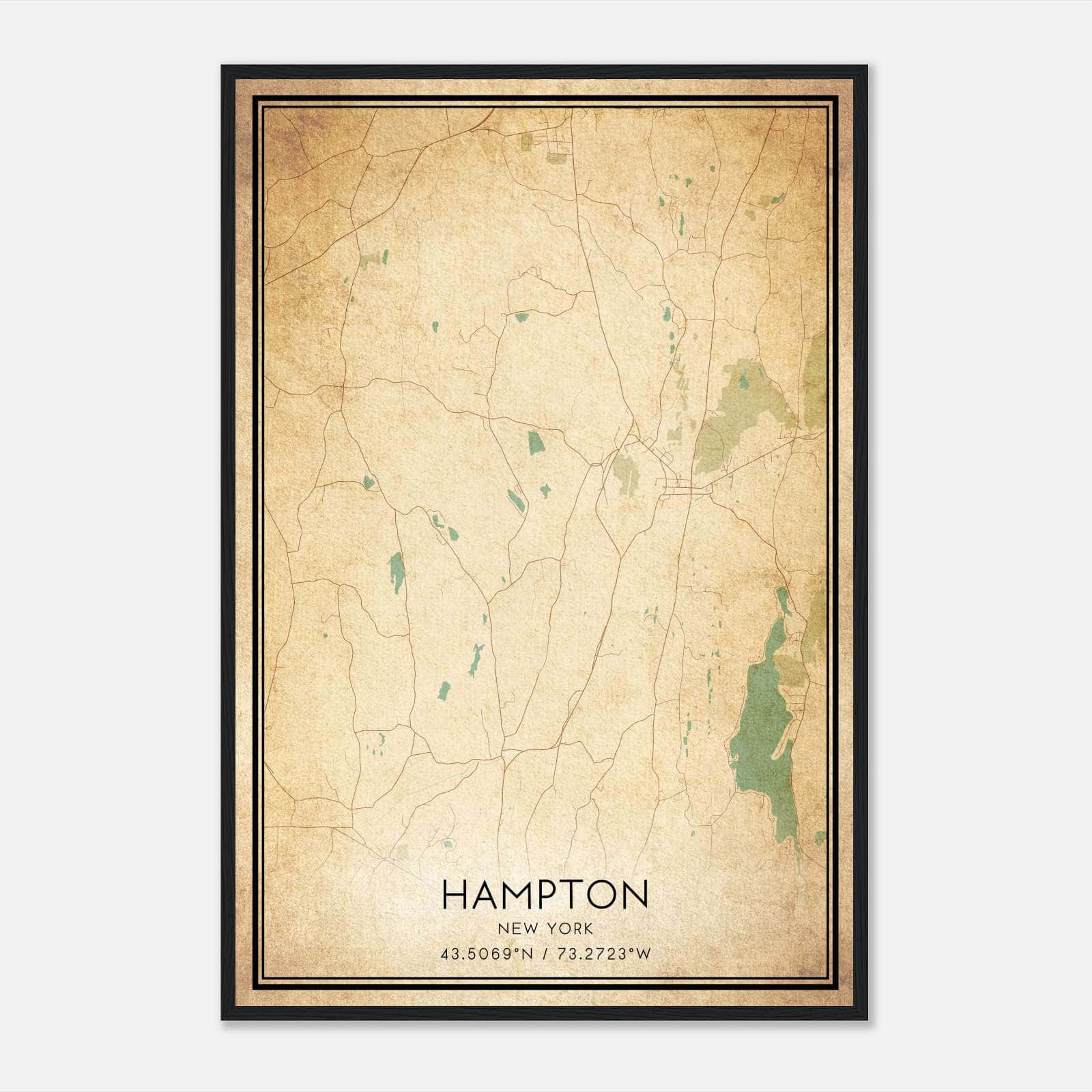 Vintage Hampton New York Map Poster, Hampton NY City Road Wall Art Print Vintage Hampton New York Map Poster, Hampton NY City Road Wall Art Print