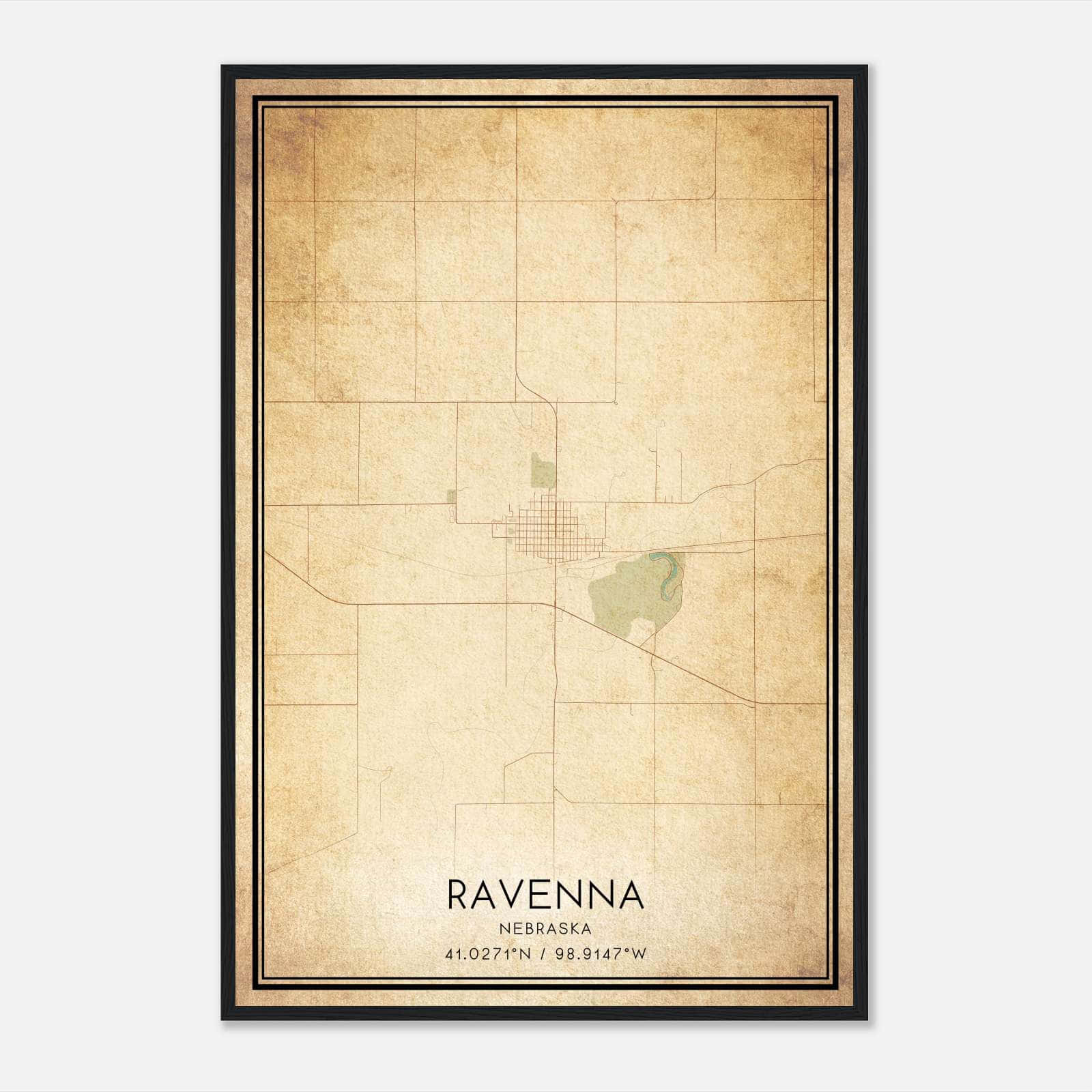 Vintage Ravenna Nebraska Map Poster, Ravenna NE City Road Wall Art Print Vintage Ravenna Nebraska Map Poster, Ravenna NE City Road Wall Art Print