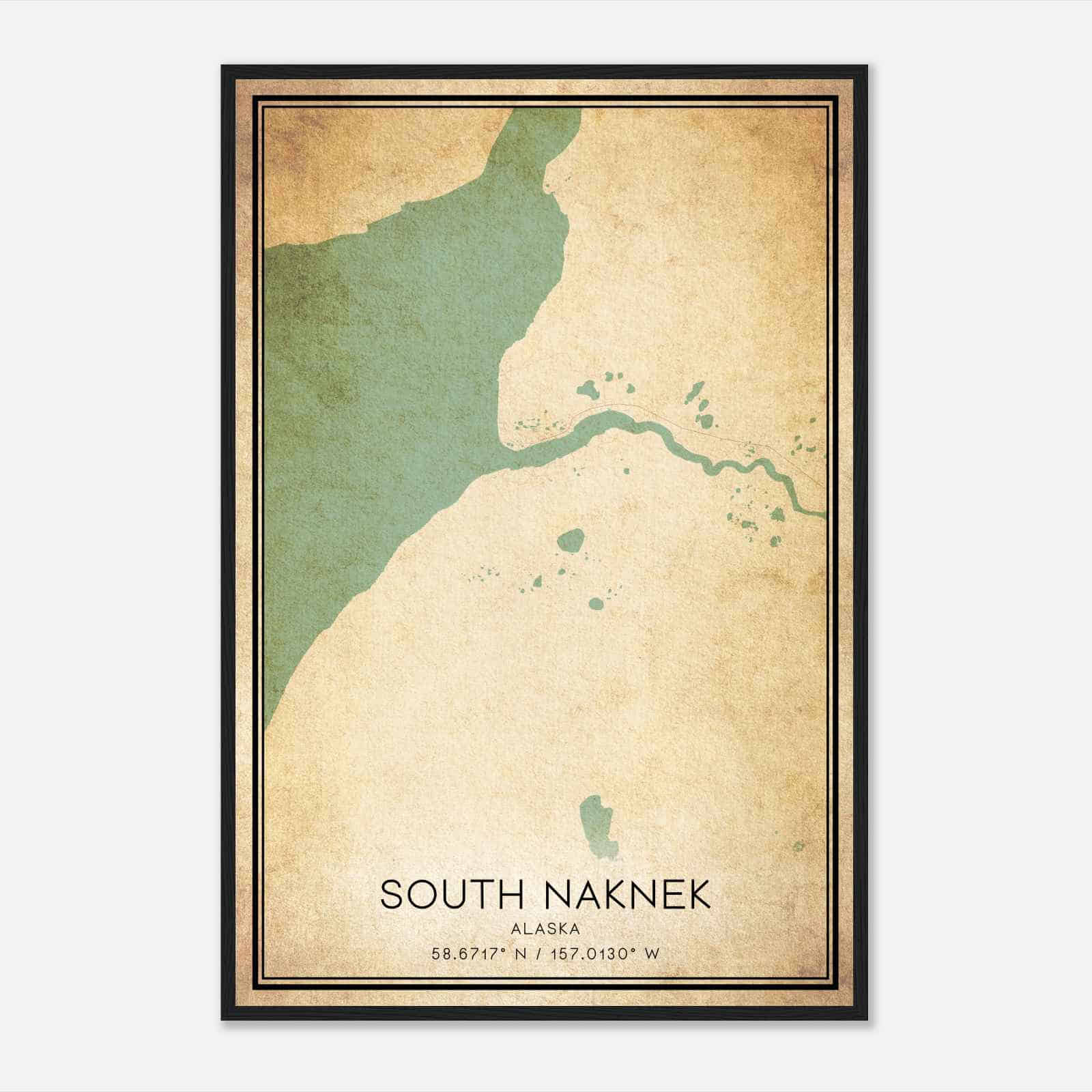 Vintage South Naknek Alaska Map Poster, South Naknek AK City Road Wall Art Print Vintage South Naknek Alaska Map Poster, South Naknek AK City Road Wall Art Print