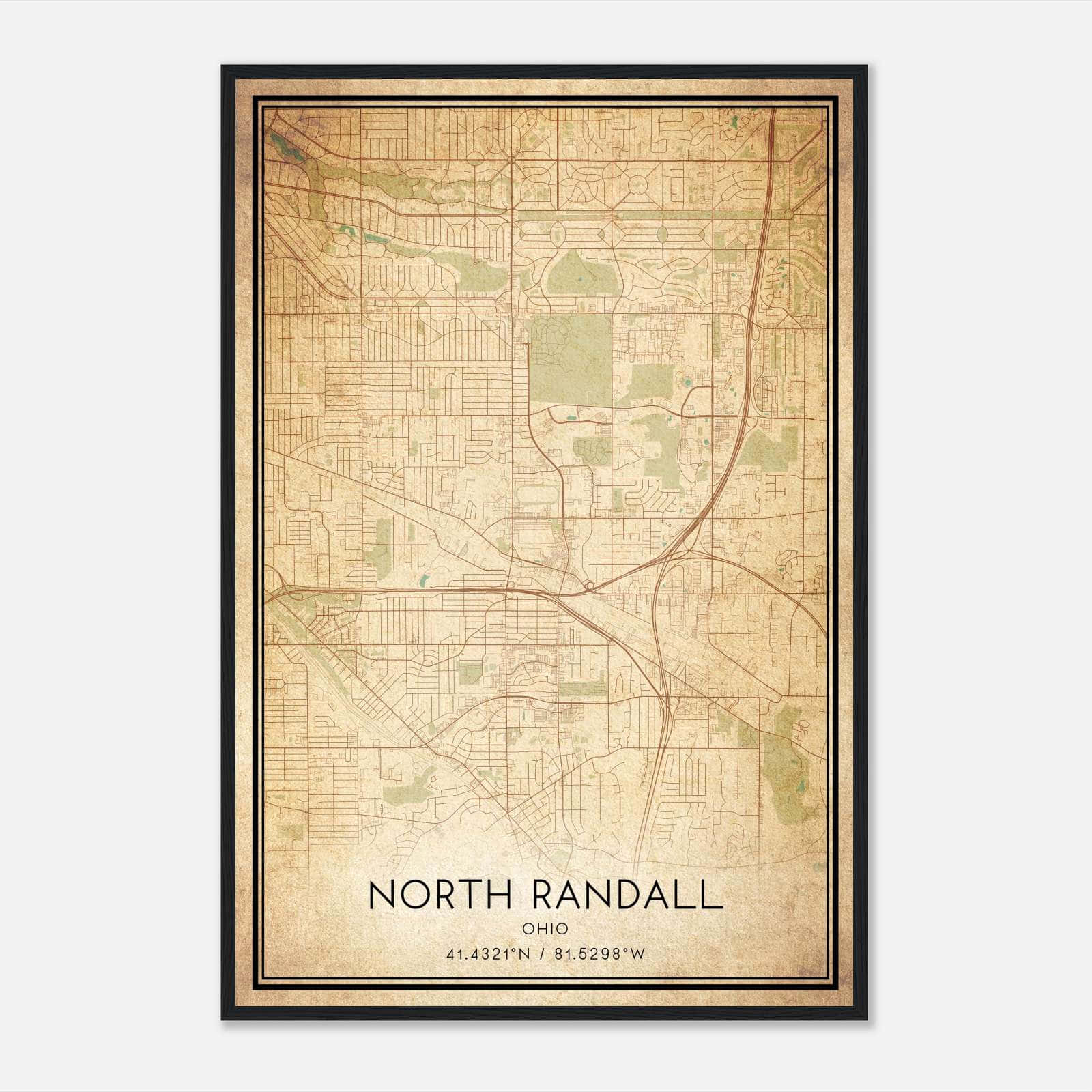 Vintage North Randall Ohio Map Poster, North Randall OH City Road Wall Art Print Vintage North Randall Ohio Map Poster, North Randall OH City Road Wall Art Print