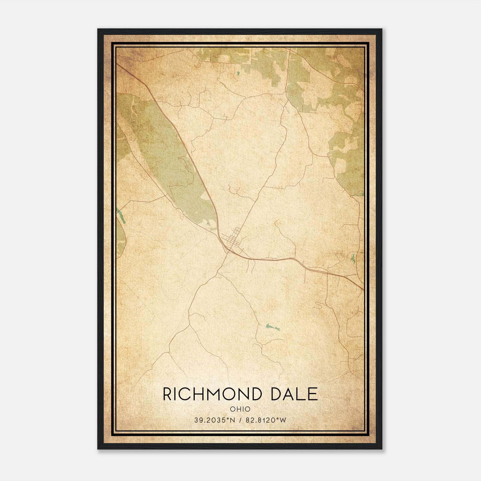 Vintage Richmond Dale Ohio Map Poster, Richmond Dale OH City Road Wall Art Print Vintage Richmond Dale Ohio Map Poster, Richmond Dale OH City Road Wall Art Print