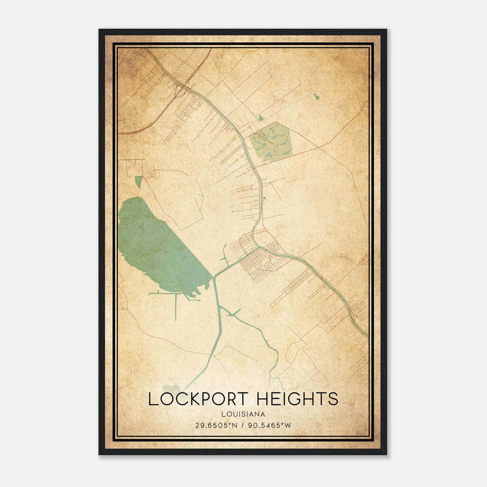 Vintage Lockport Heights Louisiana Map Poster, Lockport Heights LA City Road Wall Art Print Vintage Lockport Heights Louisiana Map Poster, Lockport Heights LA City Road Wall Art Print