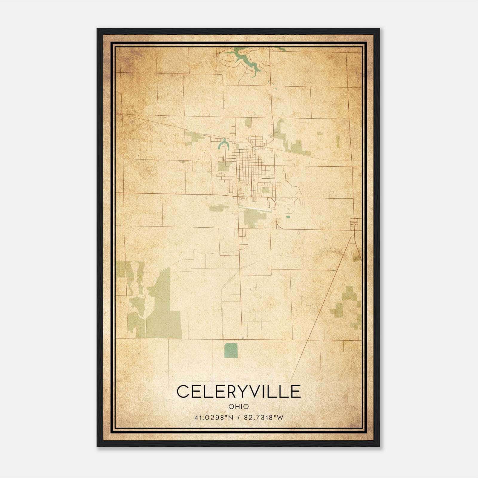Vintage Celeryville Ohio Map Poster, Celeryville OH City Road Wall Art Print Vintage Celeryville Ohio Map Poster, Celeryville OH City Road Wall Art Print
