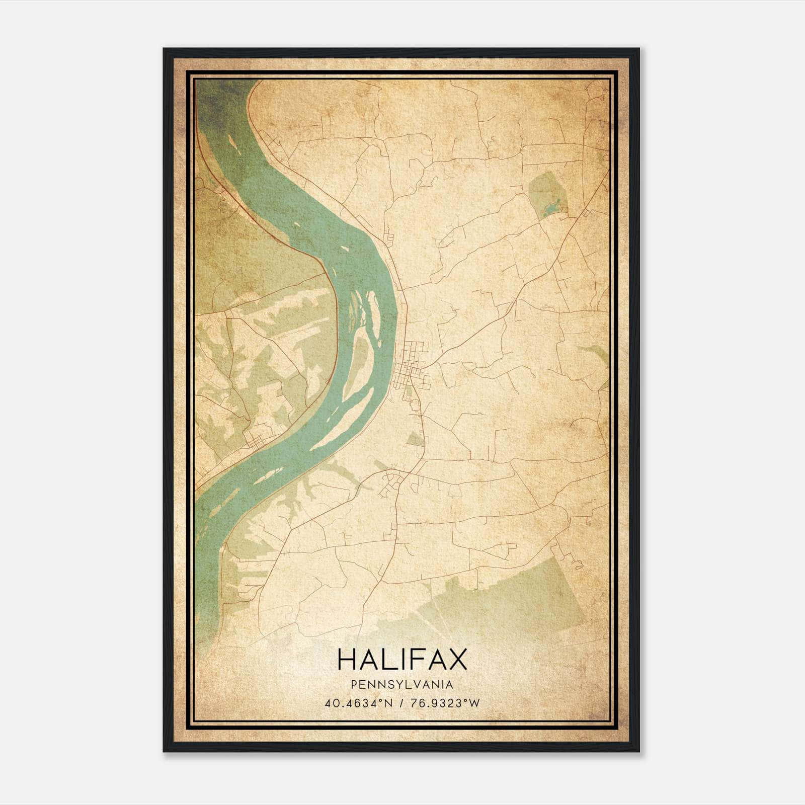Vintage Halifax Pennsylvania Map Poster, Halifax PA City Road Wall Art Print Vintage Halifax Pennsylvania Map Poster, Halifax PA City Road Wall Art Print