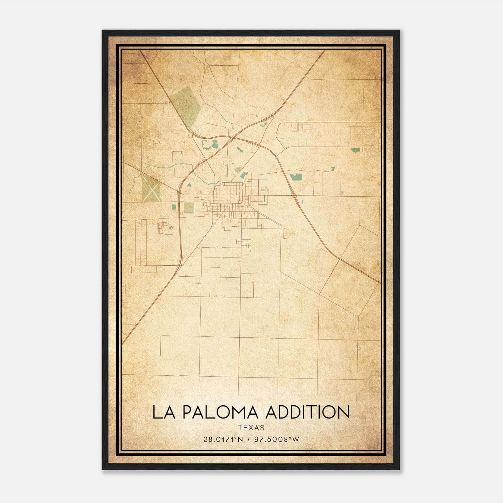 Vintage La Paloma Addition Texas Map Poster, La Paloma Addition TX City Road Wall Art Print Vintage La Paloma Addition Texas Map Poster, La Paloma Addition TX City Road Wall Art Print