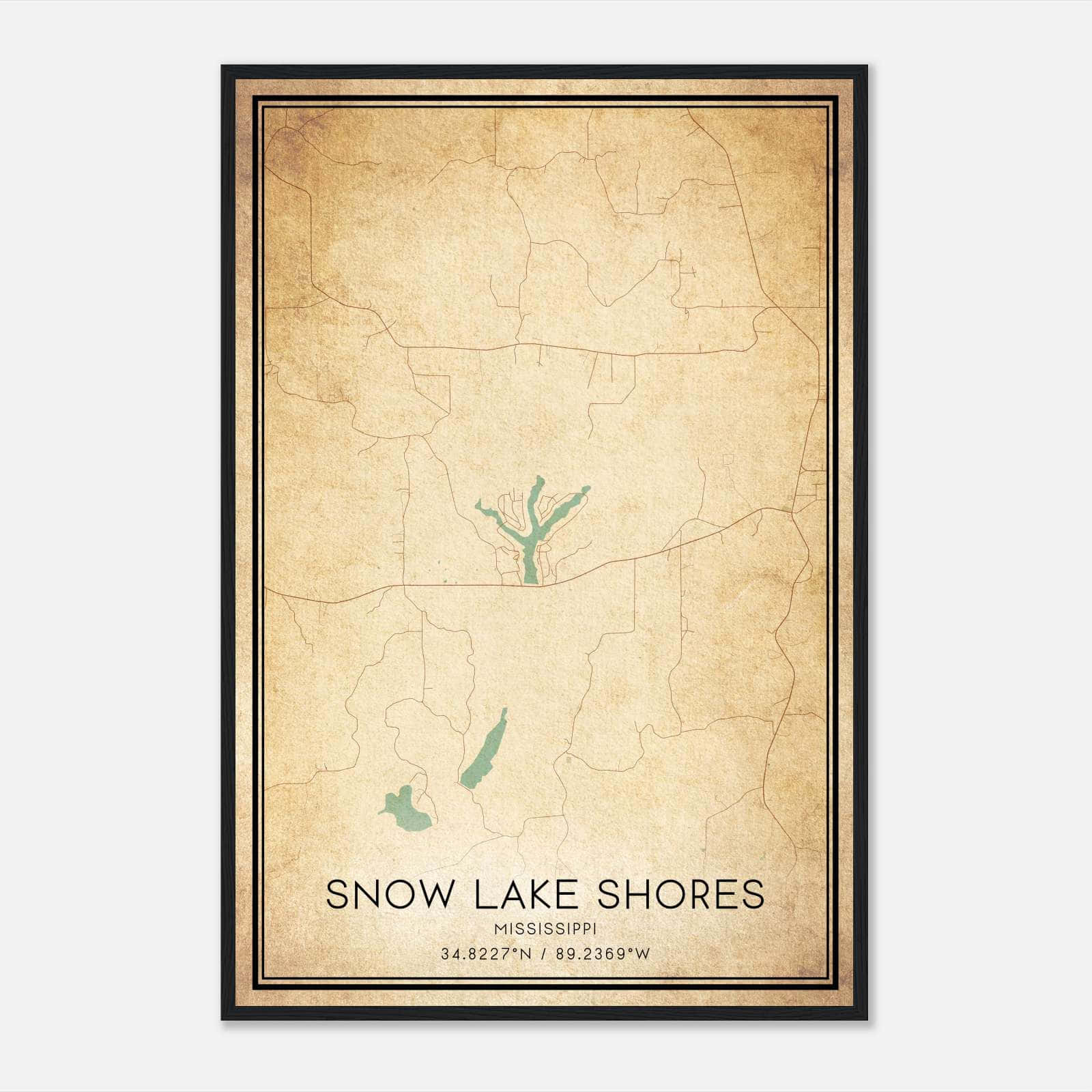 Vintage Snow Lake Shores Mississippi Map Poster, Snow Lake Shores MS City Road Wall Art Print Vintage Snow Lake Shores Mississippi Map Poster, Snow Lake Shores MS City Road Wall Art Print
