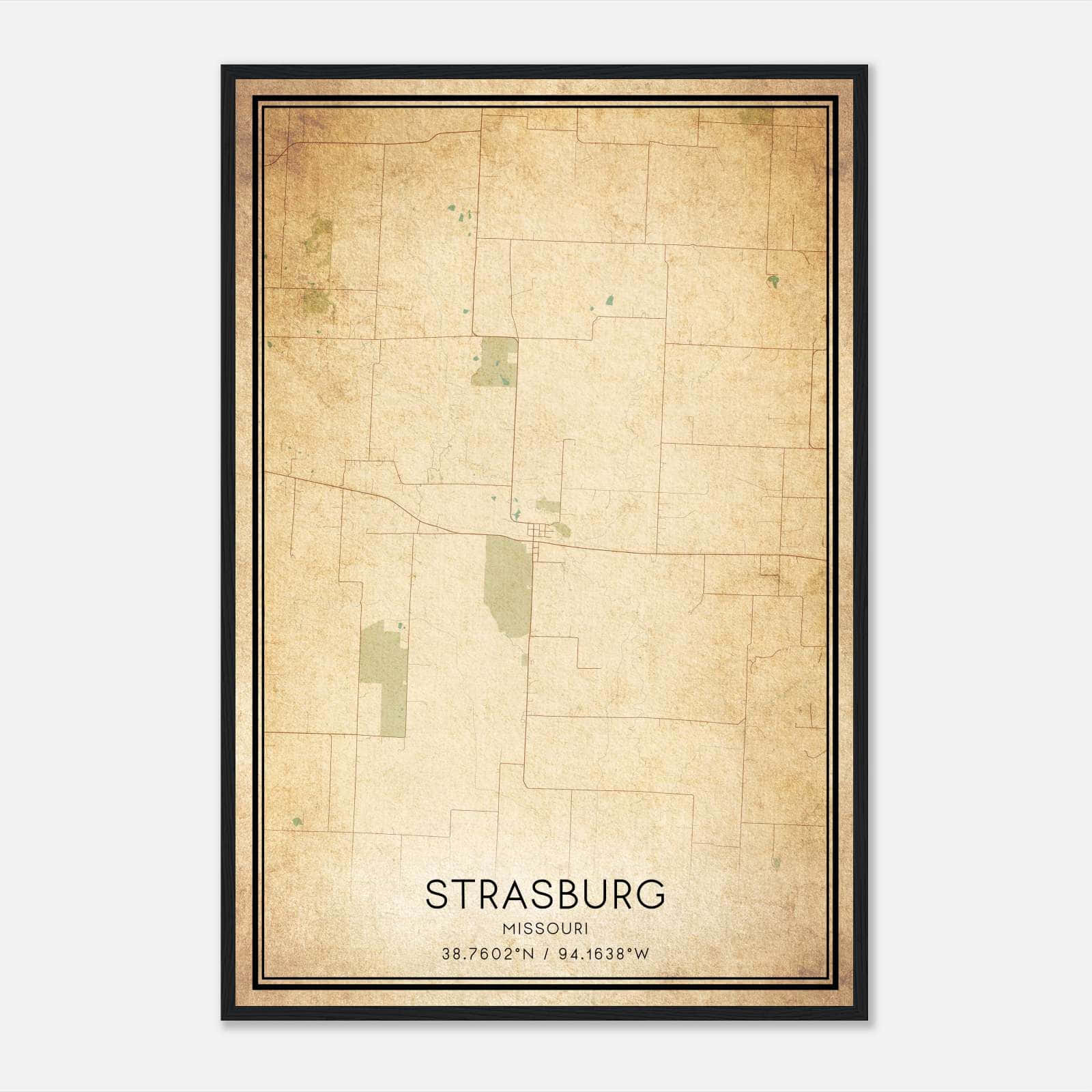 Vintage Strasburg Missouri Map Poster, Strasburg MO City Road Wall Art Print Vintage Strasburg Missouri Map Poster, Strasburg MO City Road Wall Art Print
