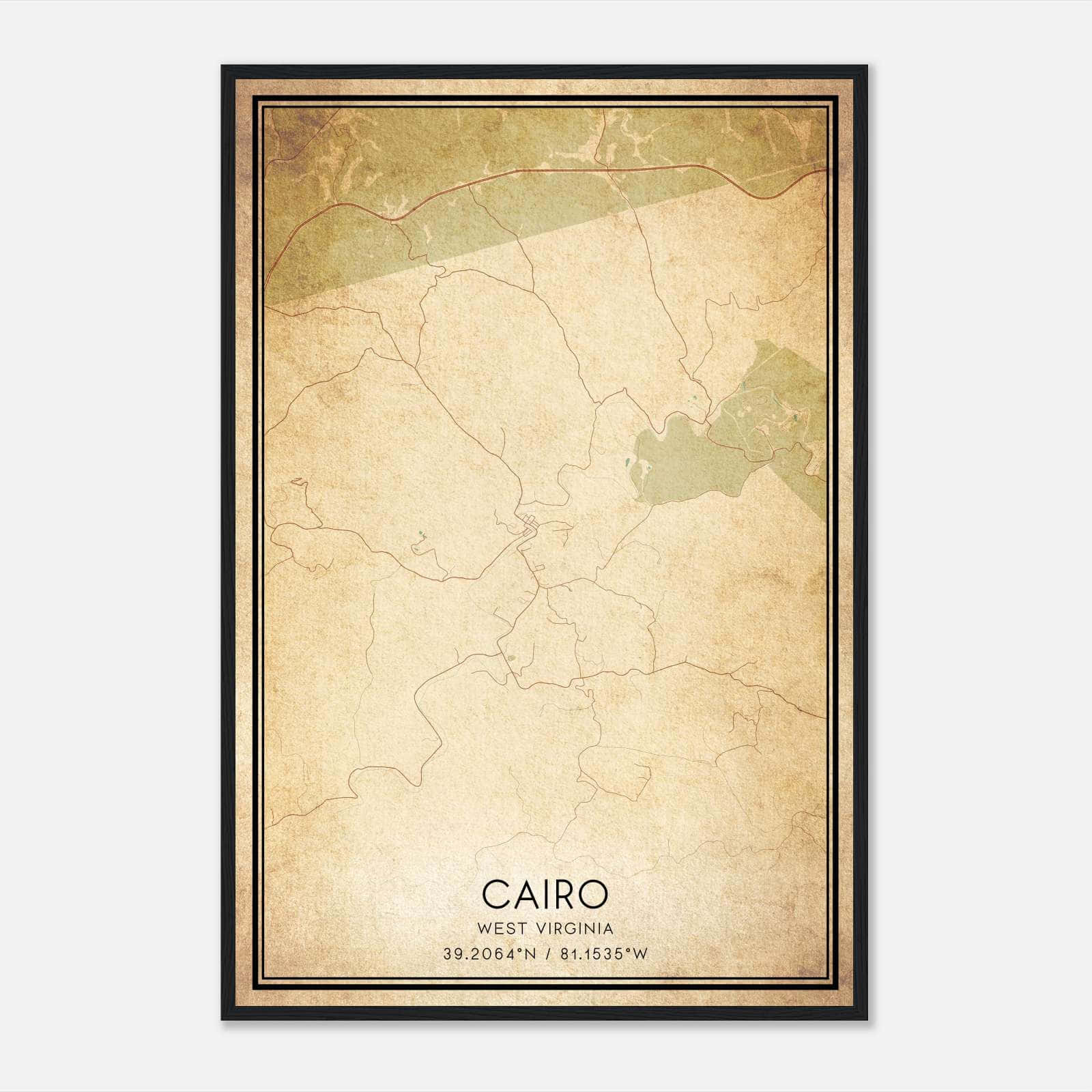 Vintage Cairo West Virginia Map Poster, Cairo WV City Road Wall Art Print Vintage Cairo West Virginia Map Poster, Cairo WV City Road Wall Art Print